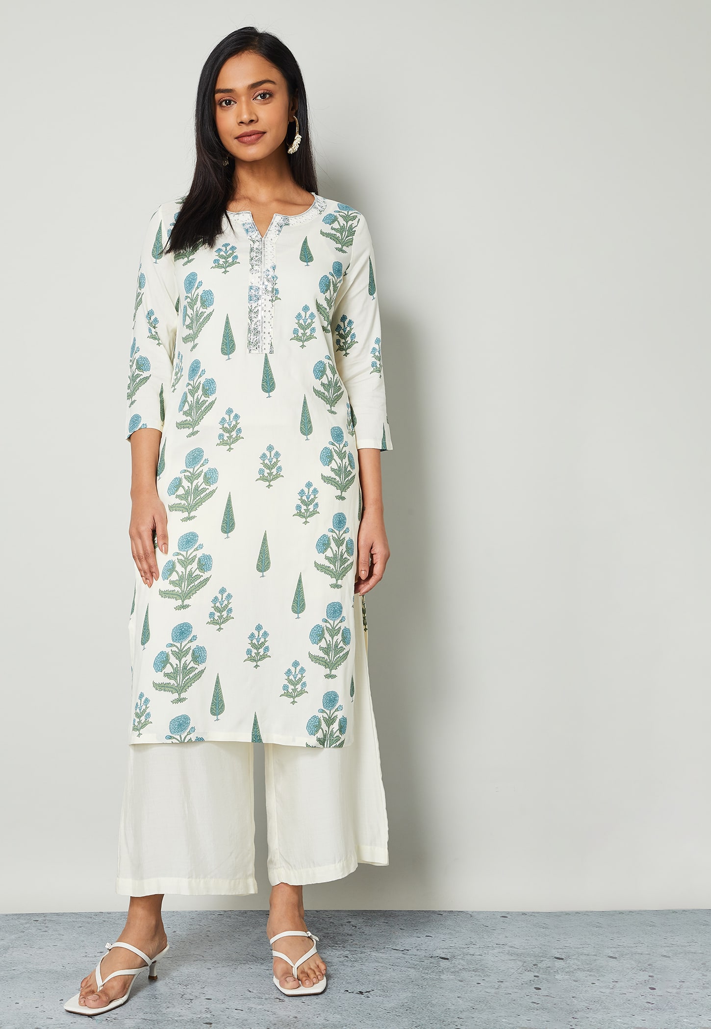 MELANGE Floral Print Straight Kurta-picture-47