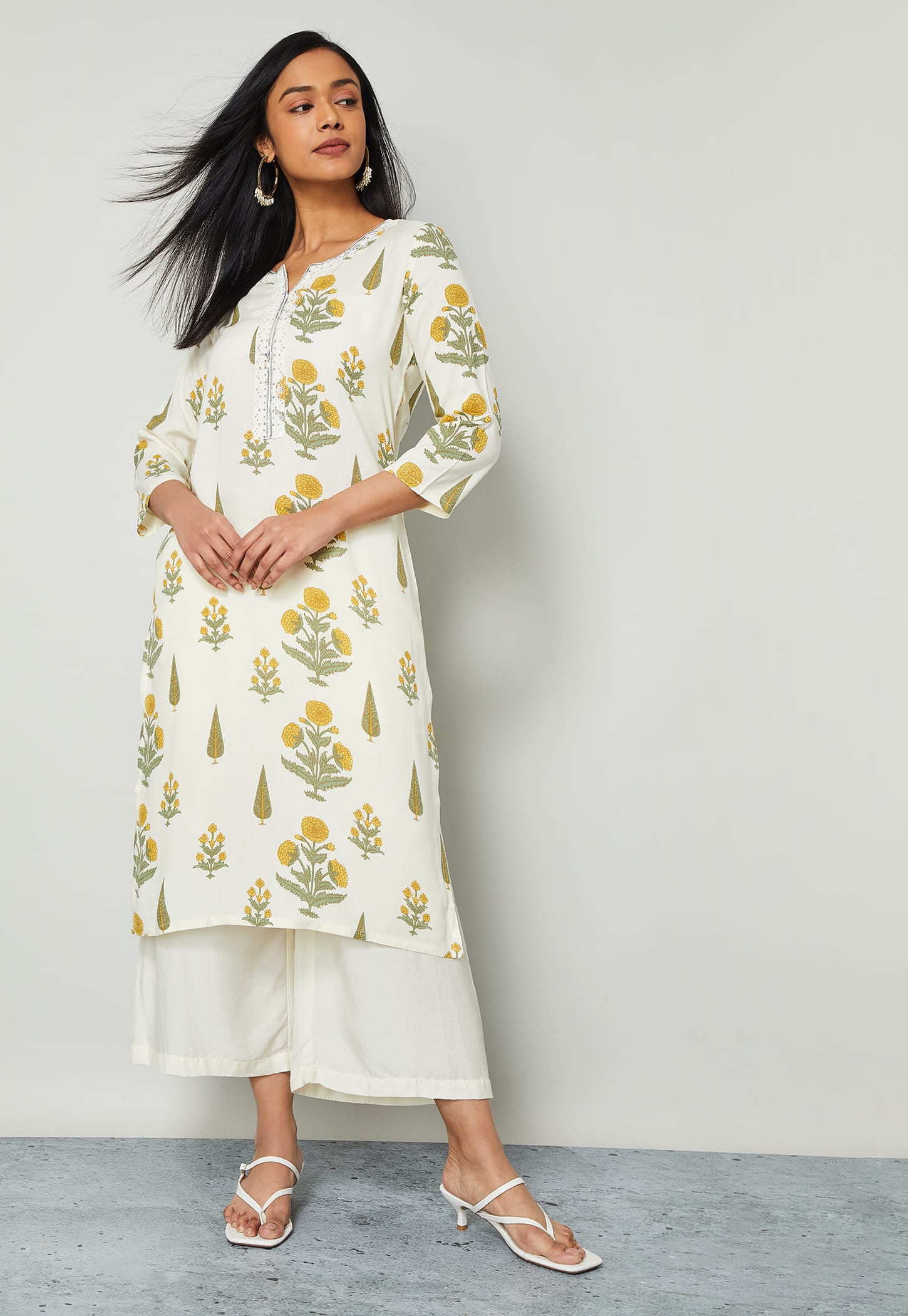 MELANGE Floral Print Straight Kurta-picture-22