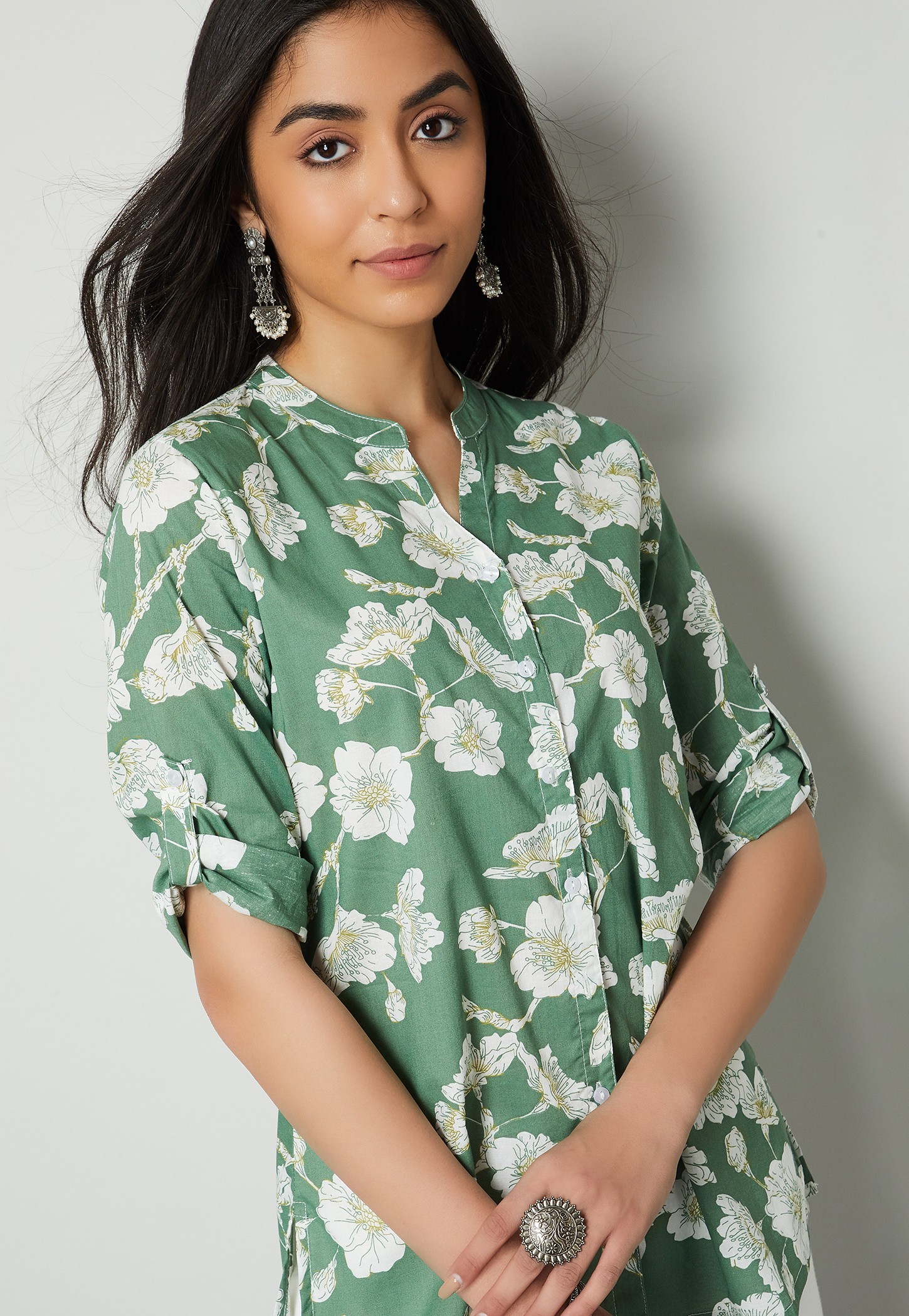MELANGE Floral Print Straight Kurti-picture-21