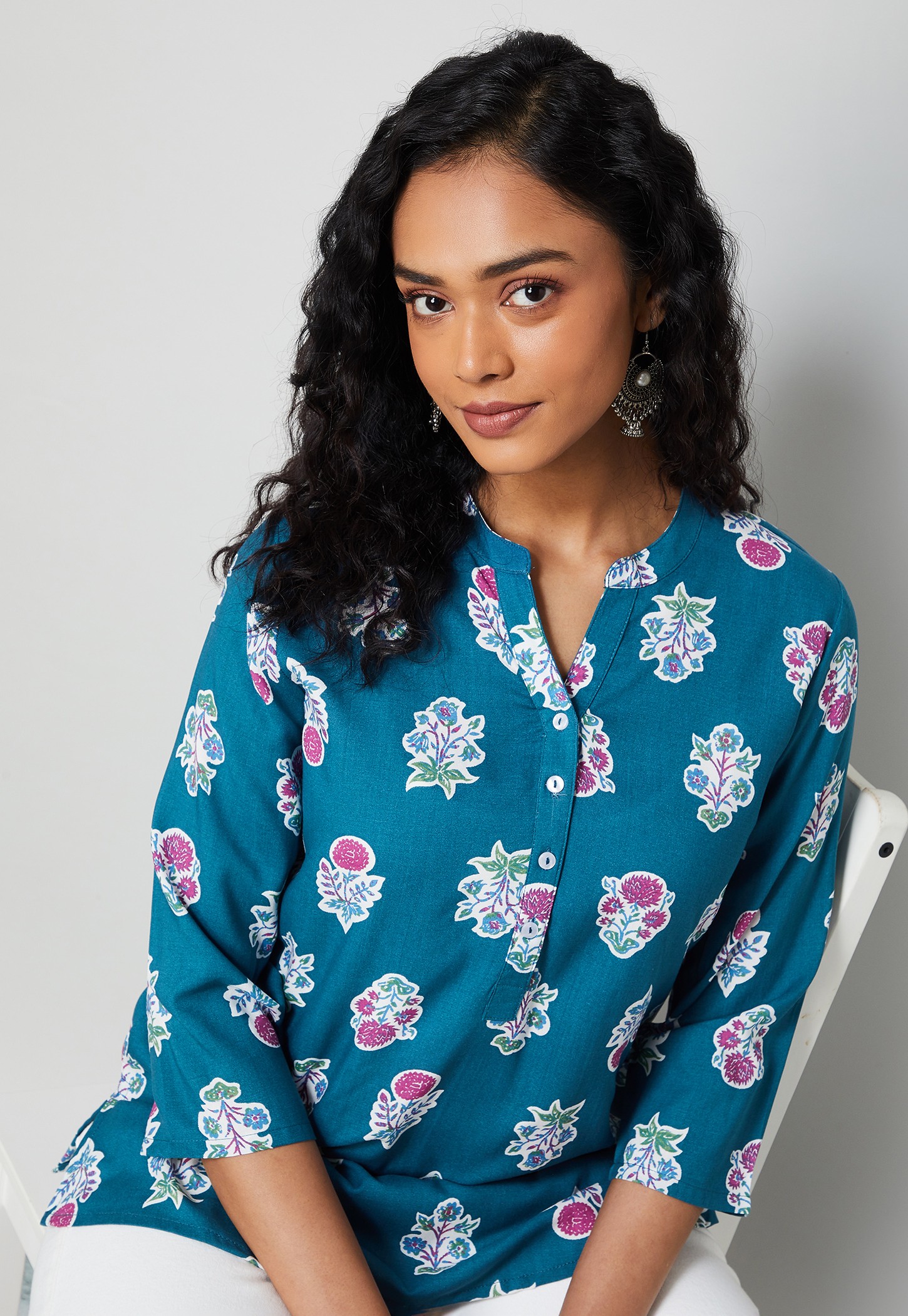 MELANGE Floral Motif Straight Kurti-picture-17