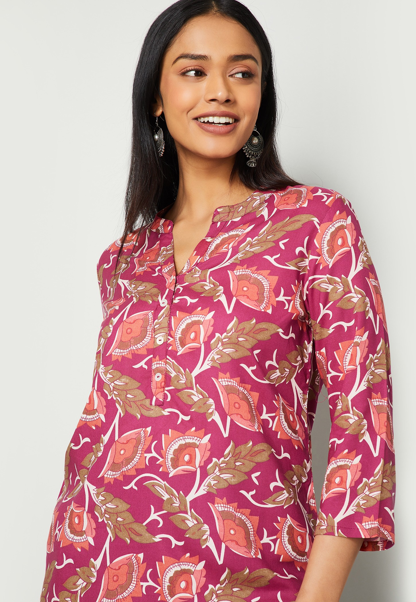 MELANGE Floral Print Straight Kurti-picture-53