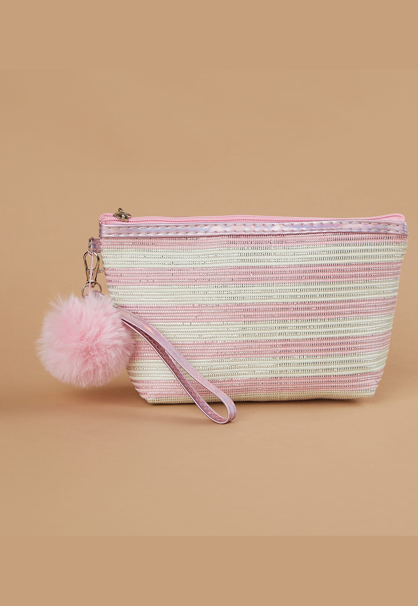 FAME FOREVER Striped Metallic Vanity Pouch