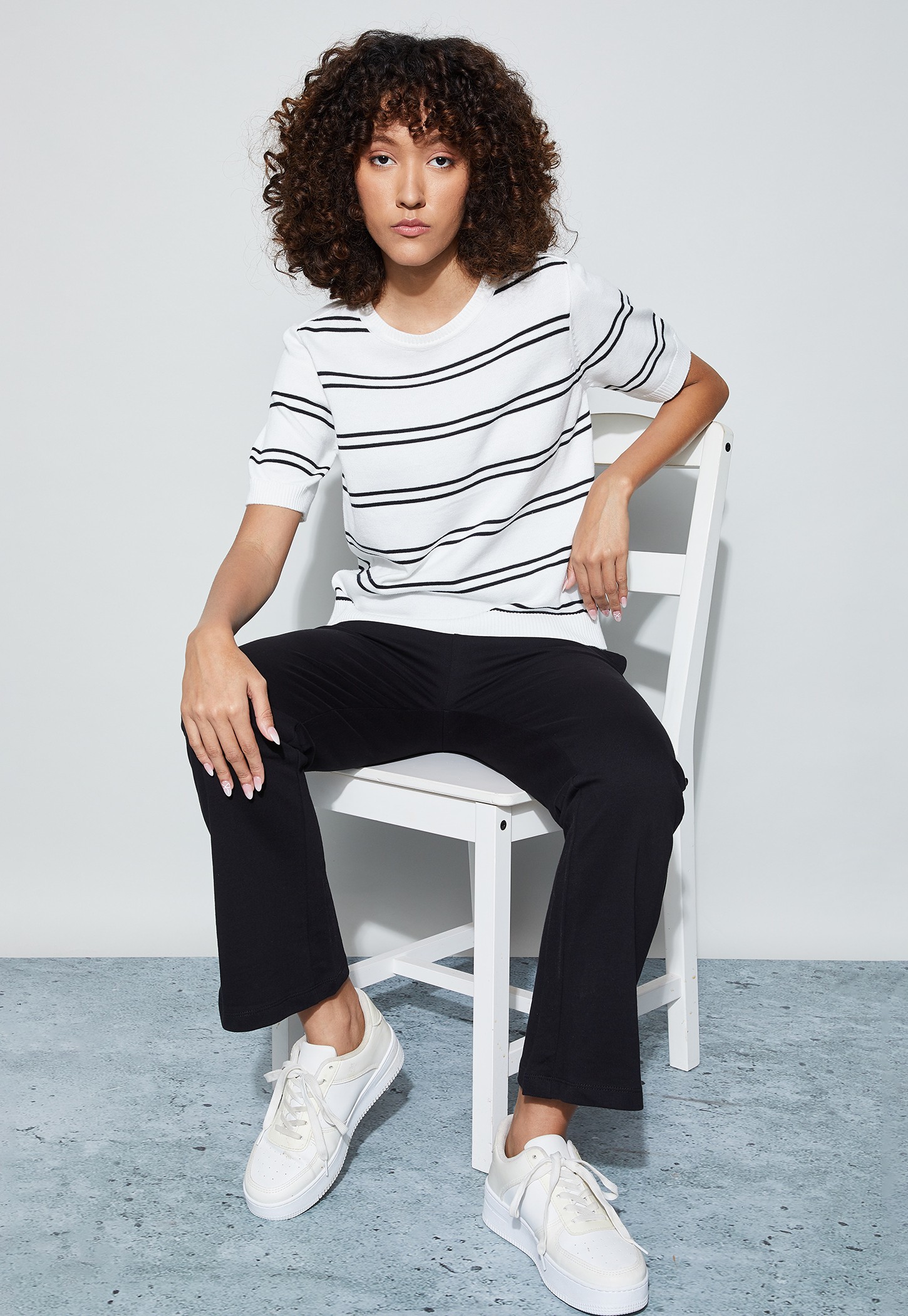 FAME FOREVER Striped Knit Top-picture-52