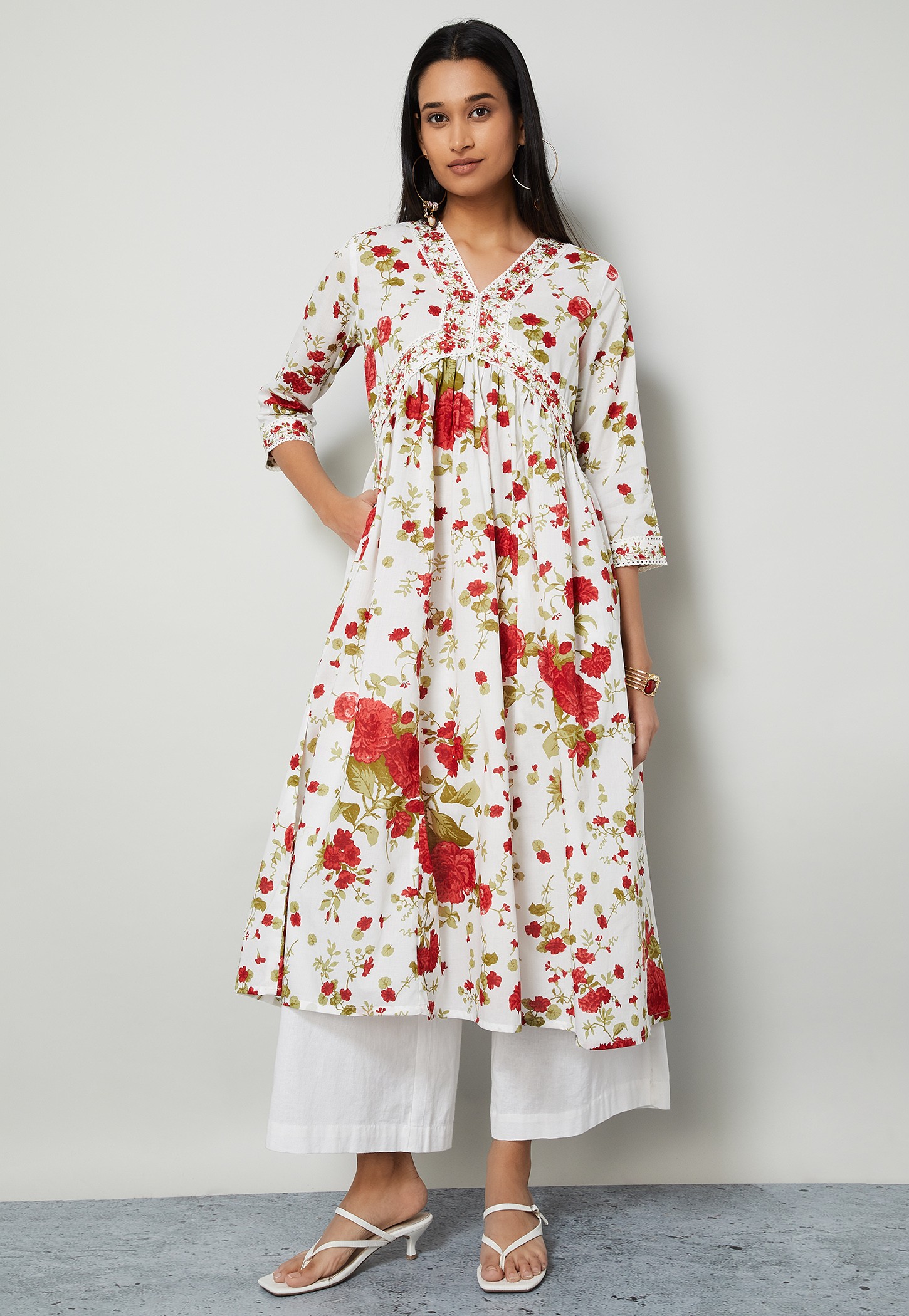 MELANGE Floral Print A-line Kurta-picture-56