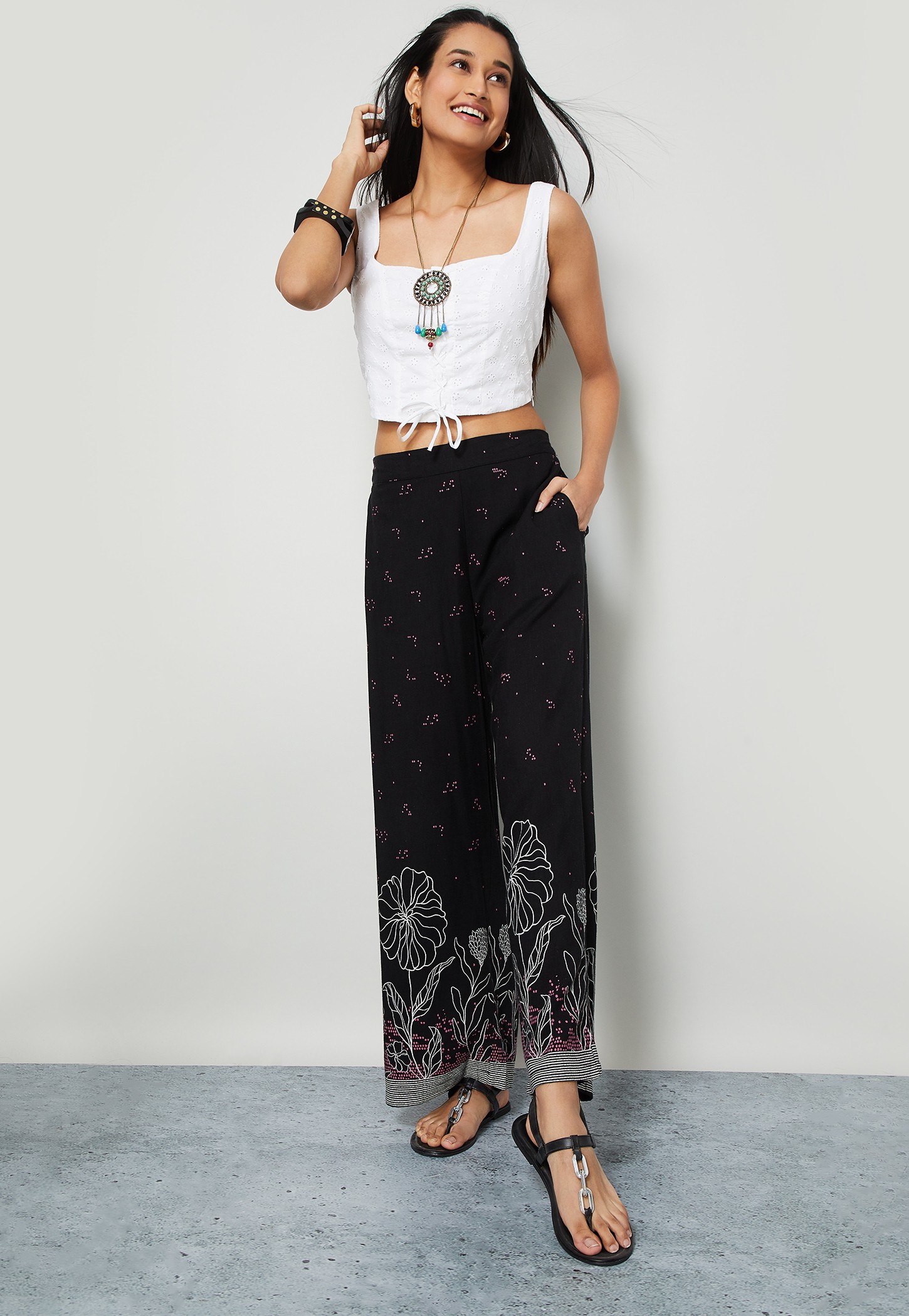 MELANGE Floral Print Flared Pants-picture-19