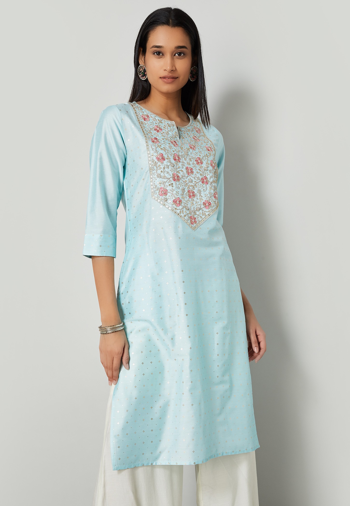 MELANGE Embroidered Straight Kurta.-picture-25