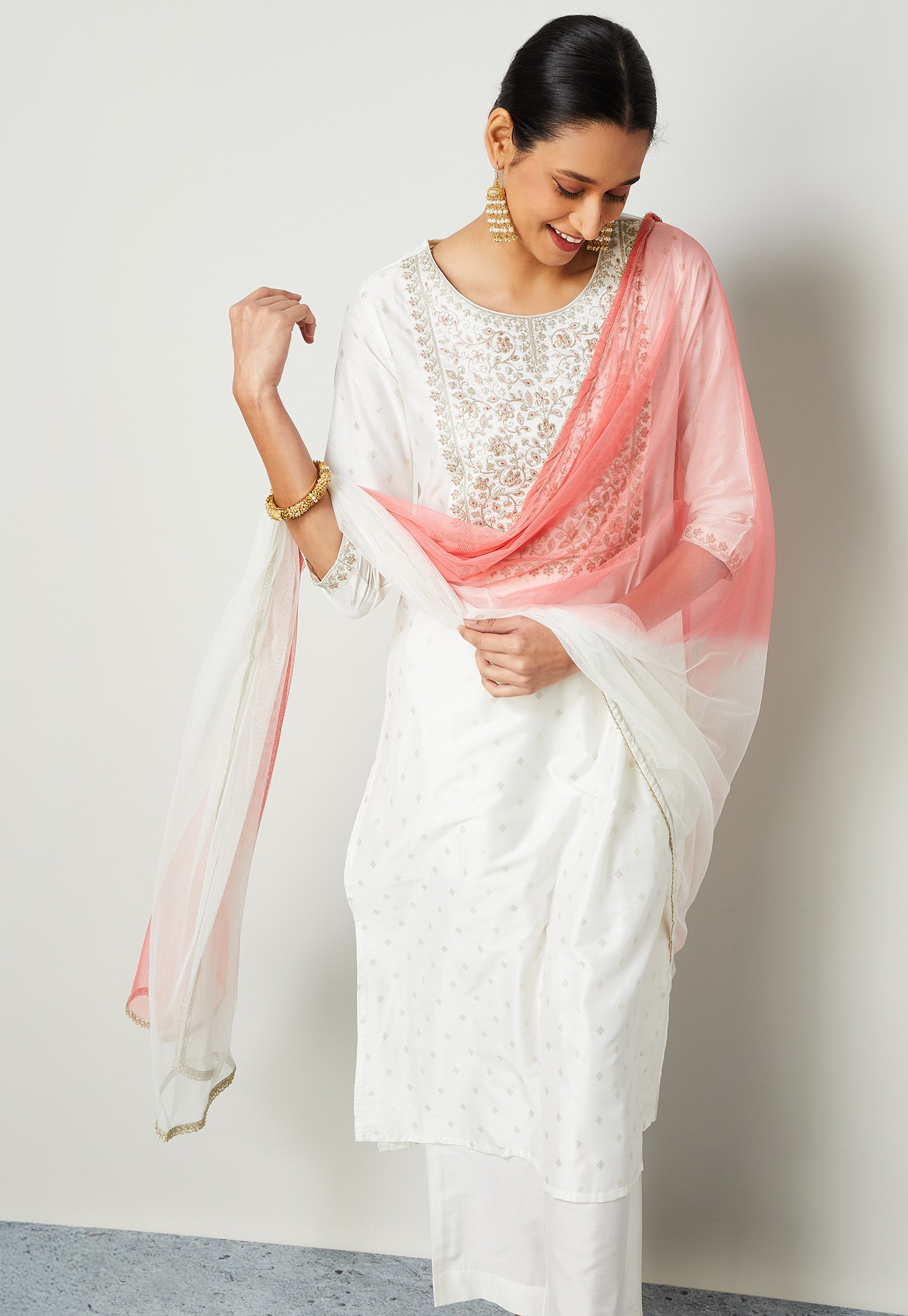 MELANGE Embroidered Straight Kurta Set-picture-11