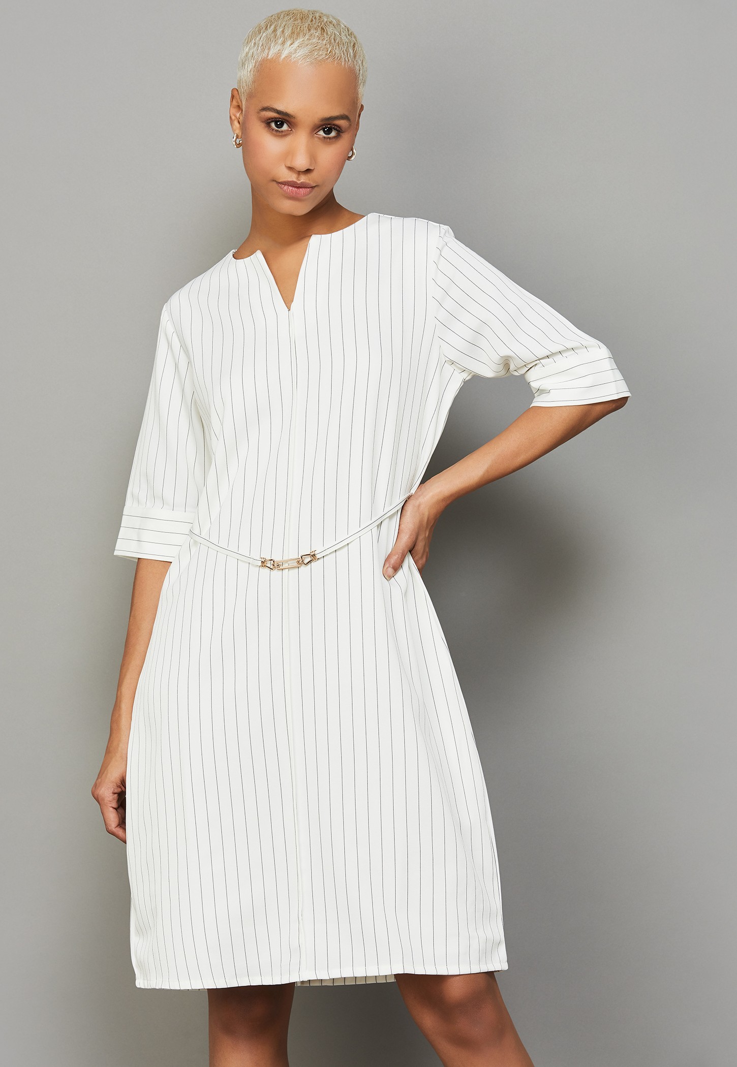 AND Striped Belted Shift Dress-picture-40