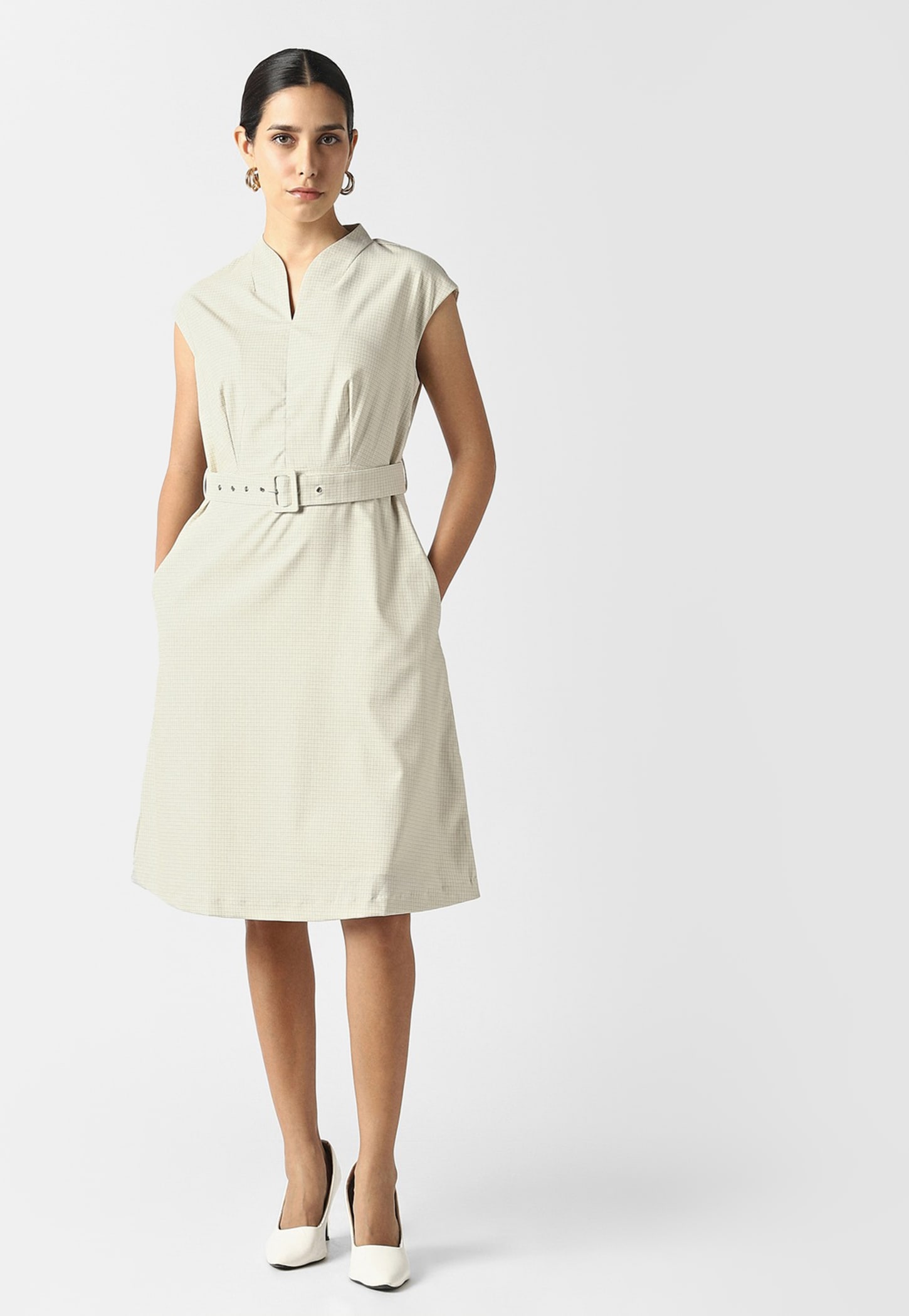 VAN HEUSEN Checked A-Line Dress with Belt-picture-42