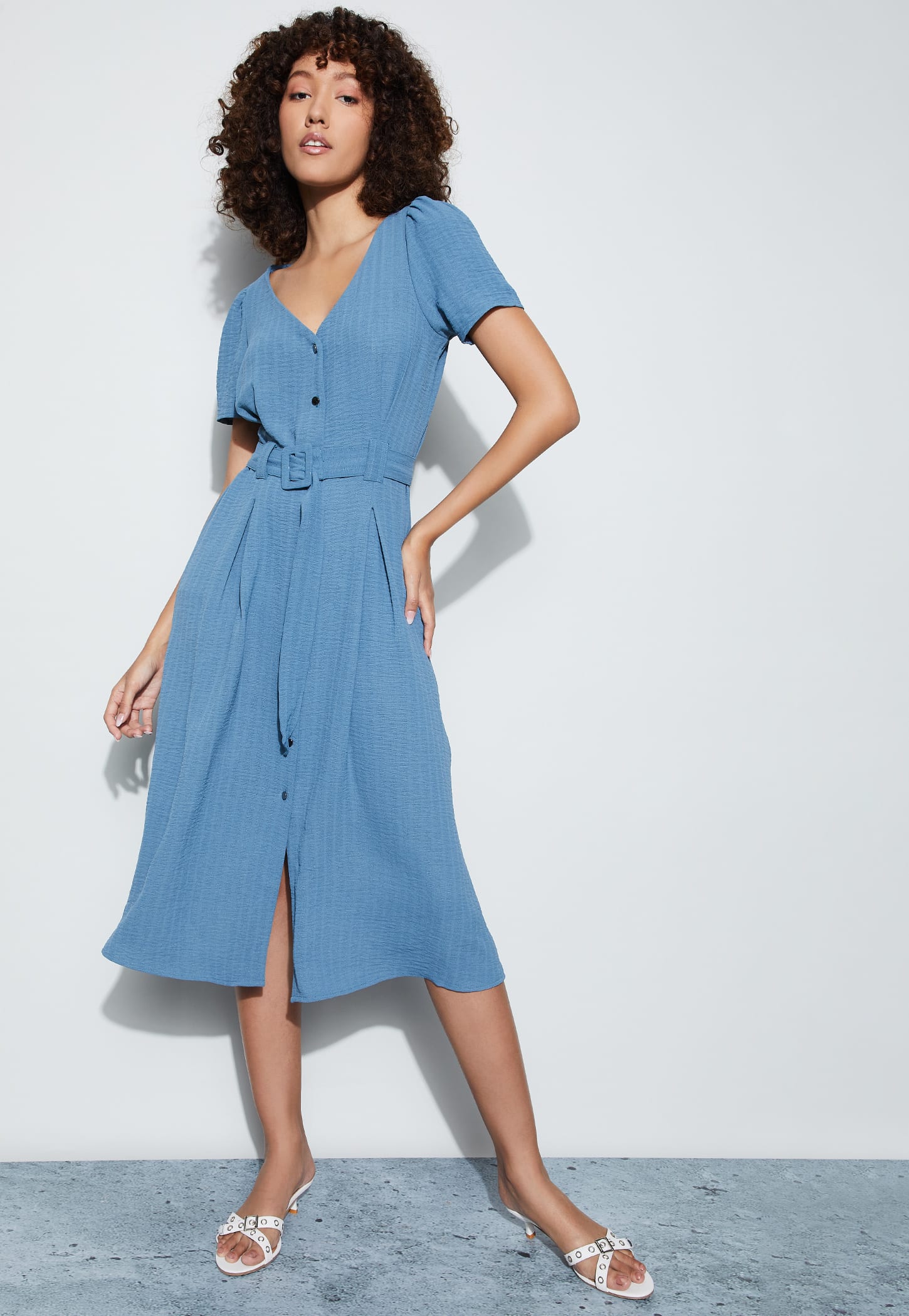 CODE Knit A-Line Dress with Belt-picture-26