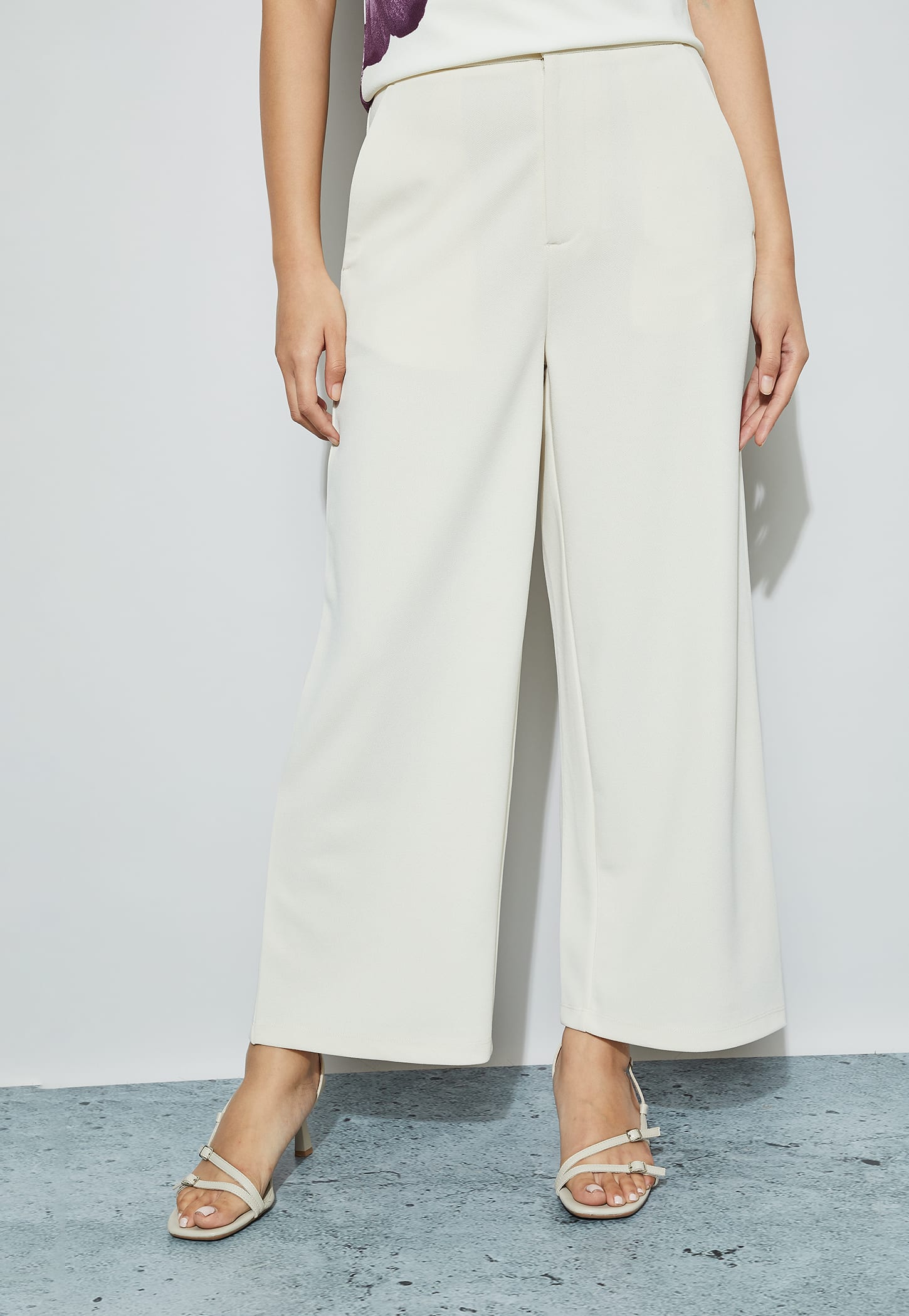 CODE Solid Wide-Leg Trousers-picture-43