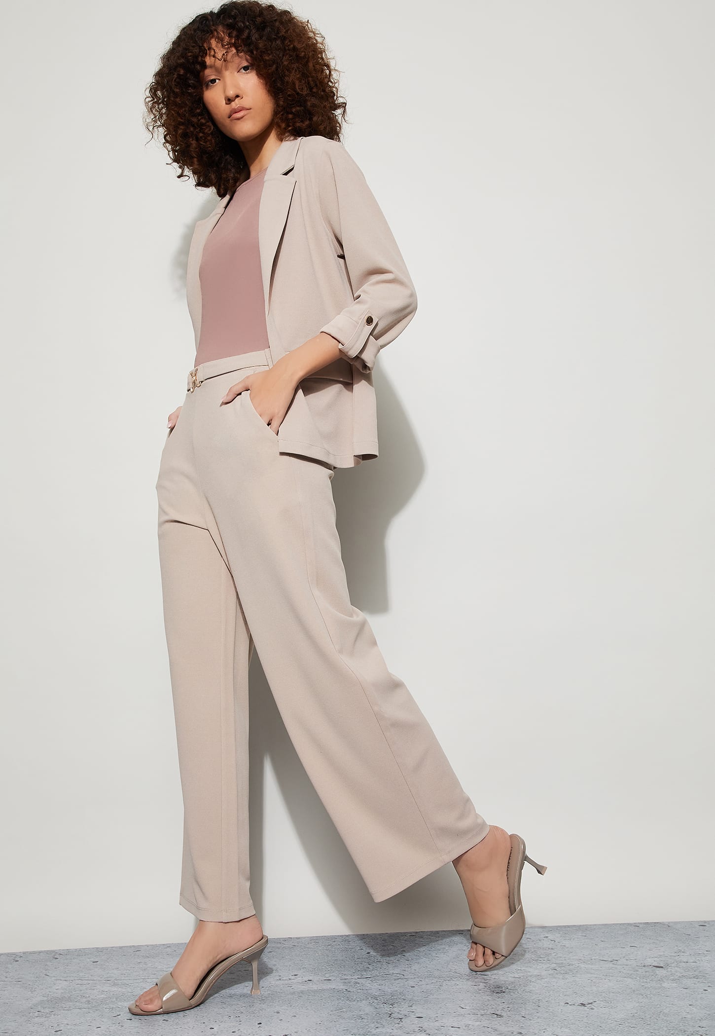CODE Solid Wide Leg Trousers-picture-35
