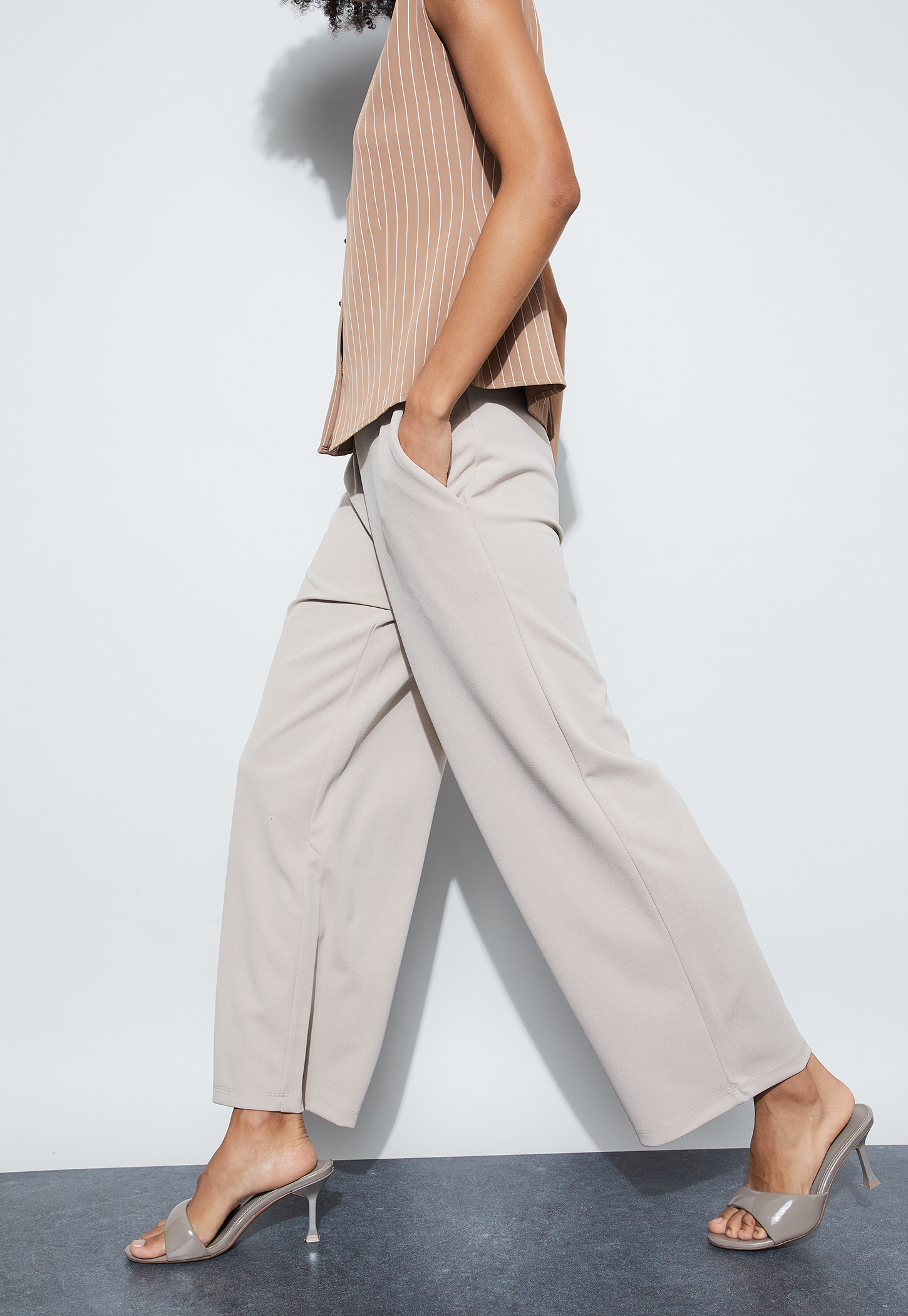 CODE Solid Wide Leg Trousers-image-12
