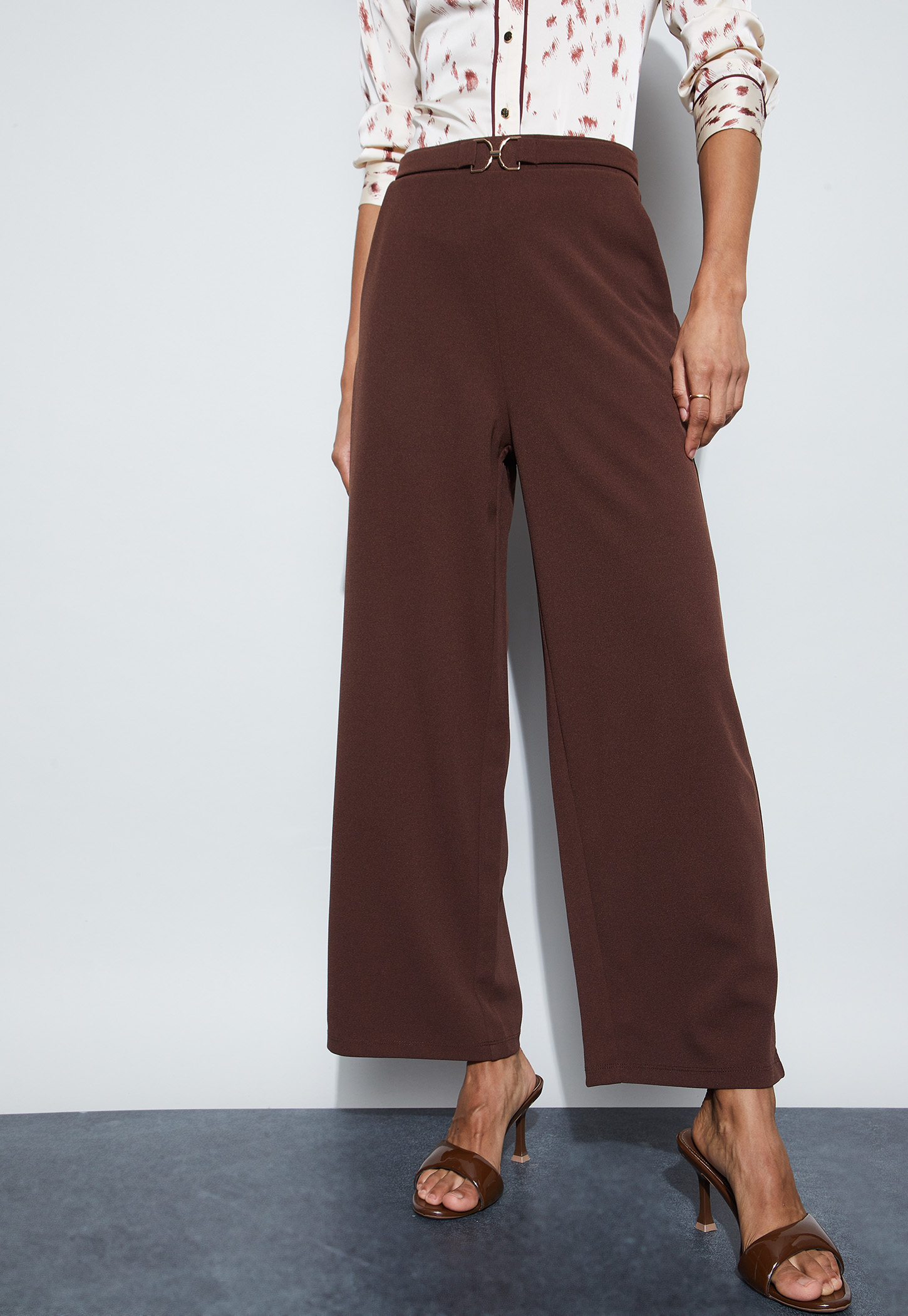 CODE Solid Wide Leg Trousers-picture-56