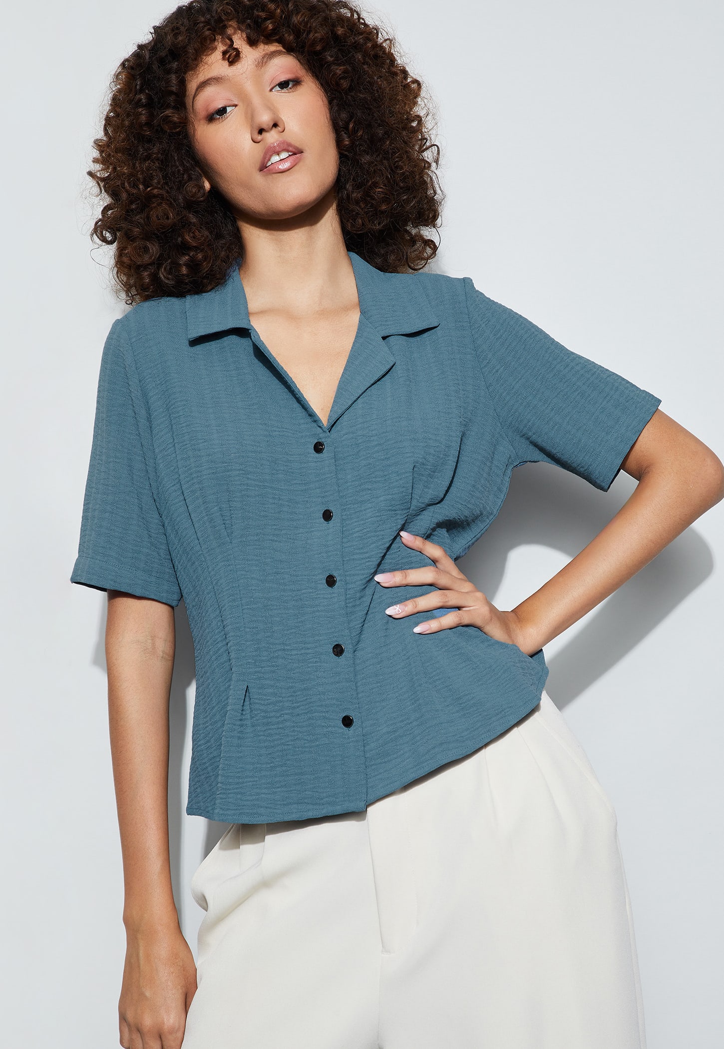 CODE Textured Shirt Style Top-picture-46