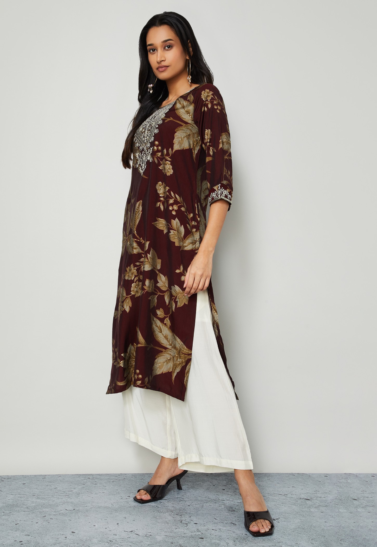 MELANGE Floral Print Straight Kurta-picture-24