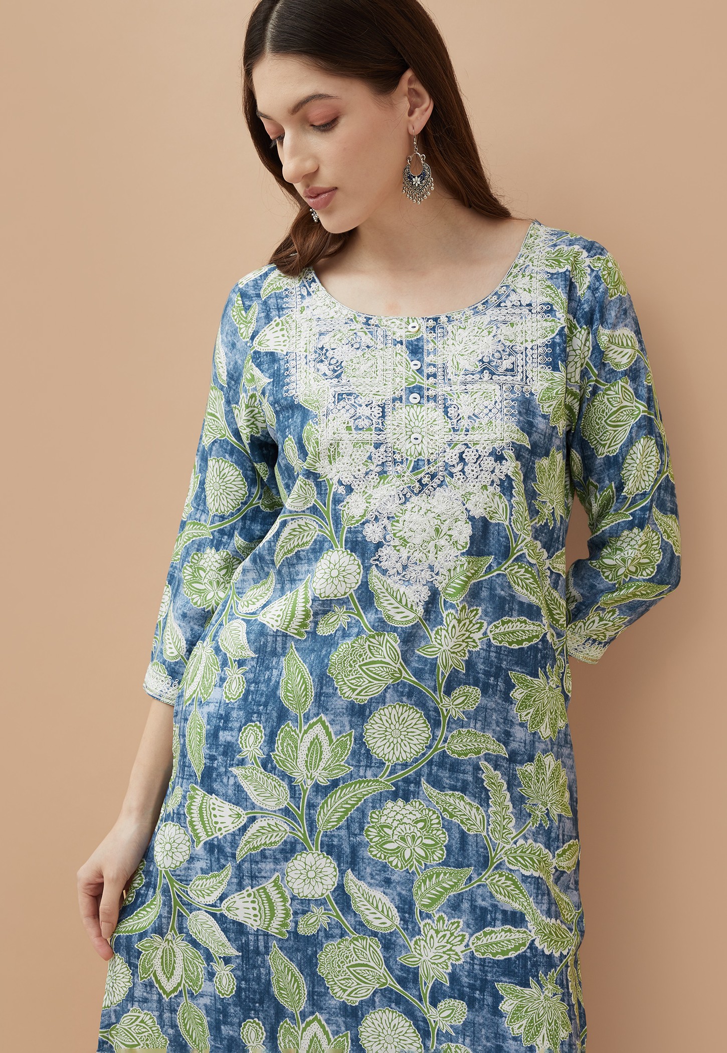 MELANGE Floral Print Straight Kurta-picture-54