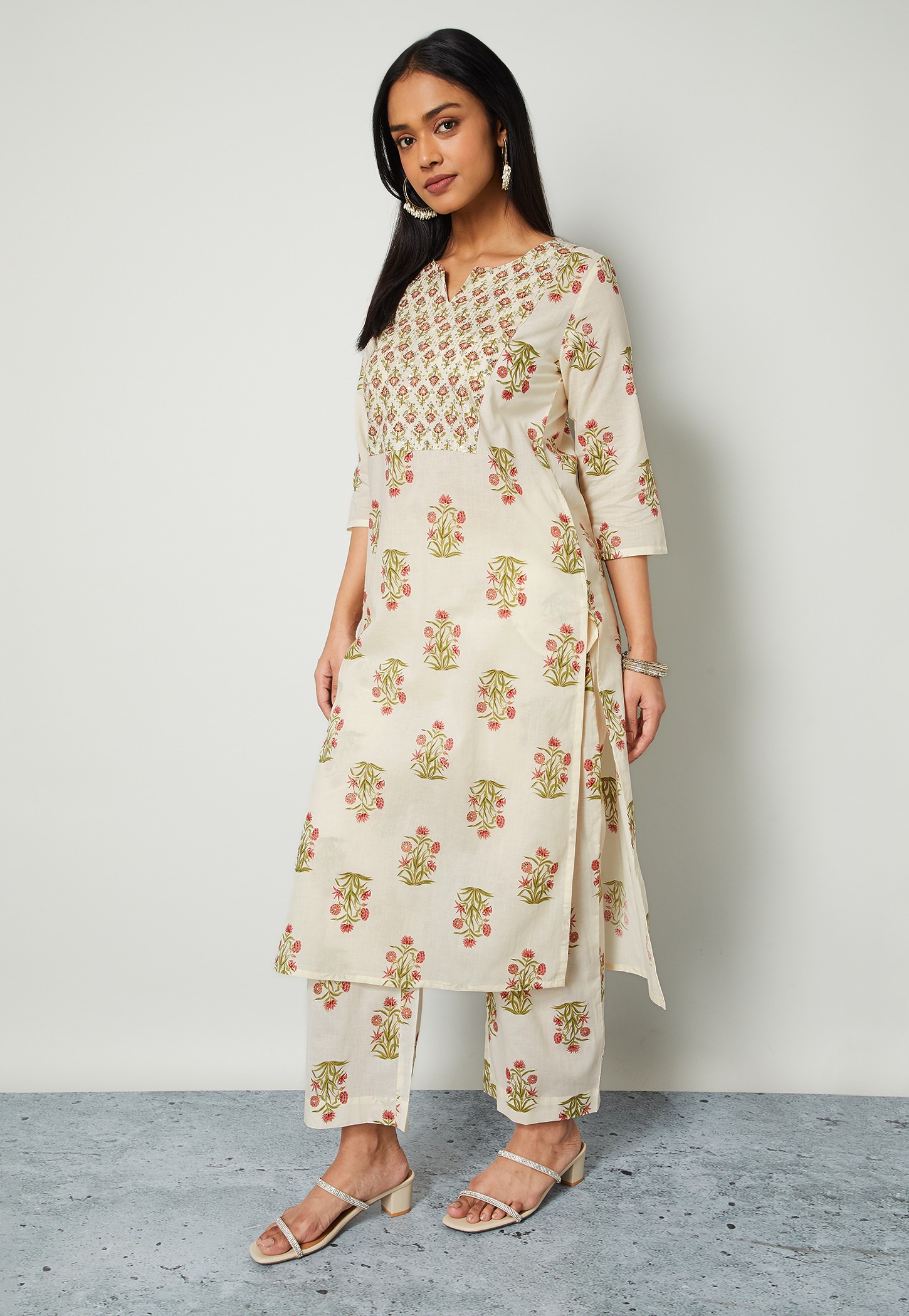 MELANGE Floral Print Straight Kurta Set-picture-21