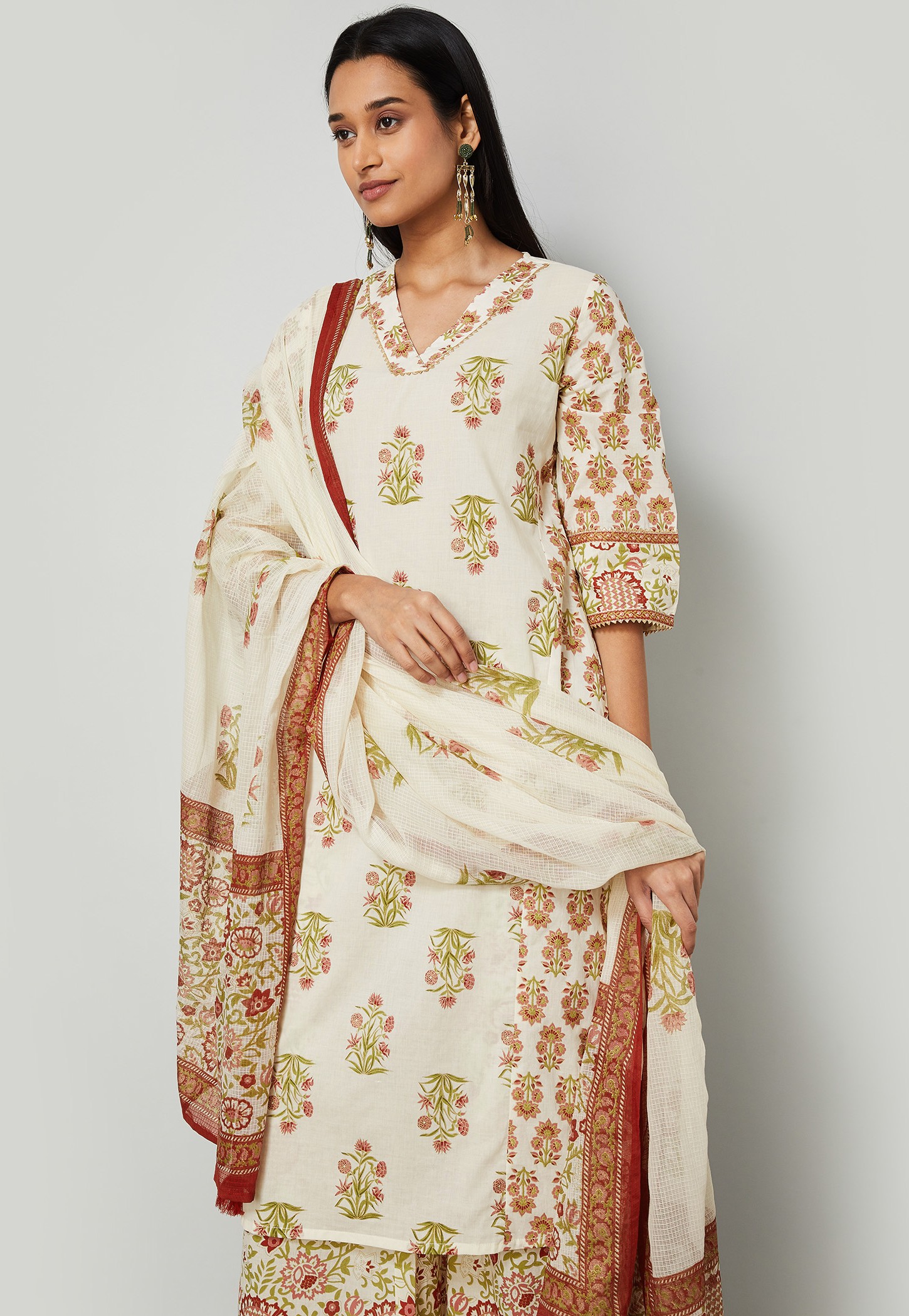 MELANGE Floral Print Straight Kurta Set-picture-29