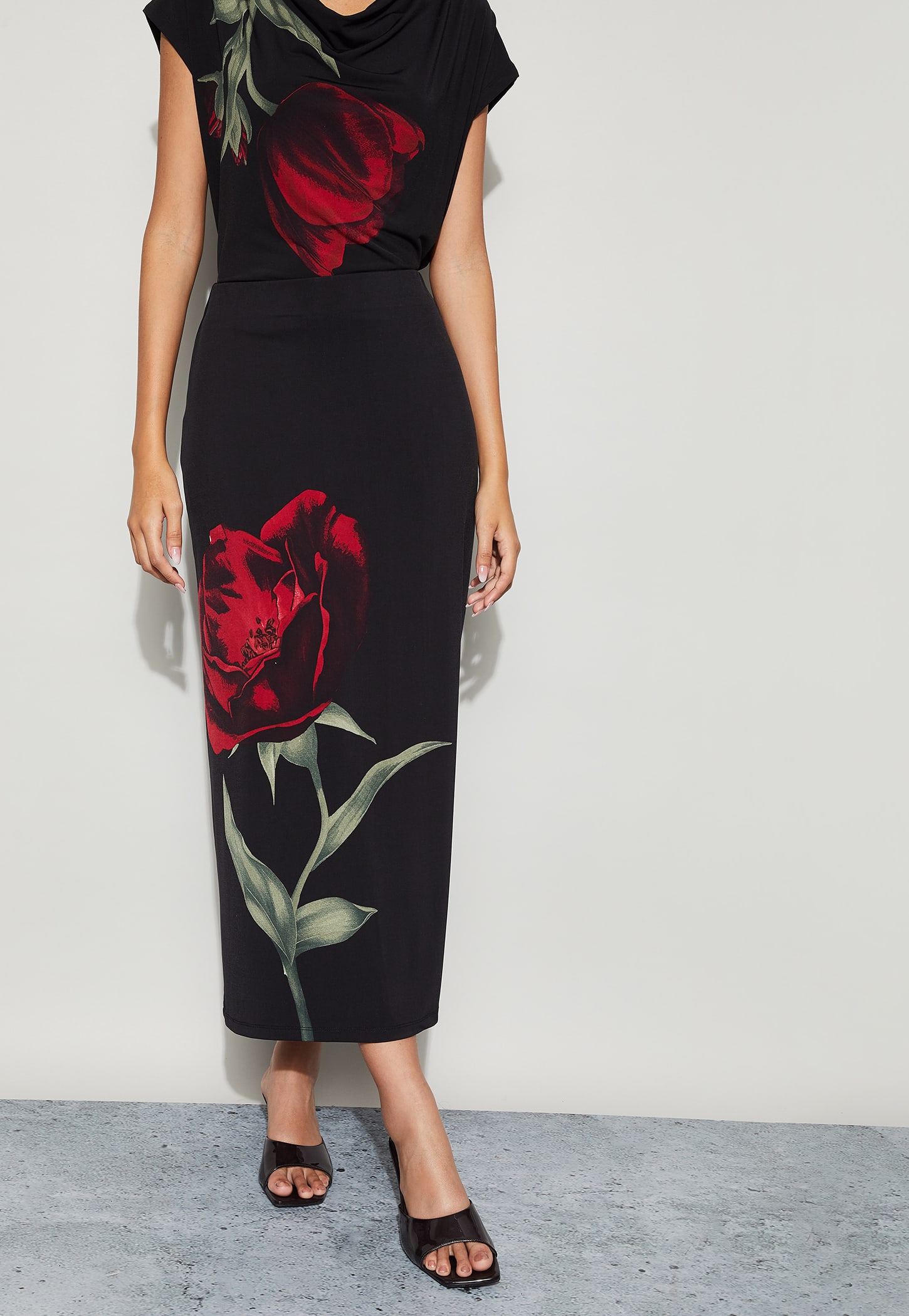 CODE Floral Print Midi Skirt-picture-25