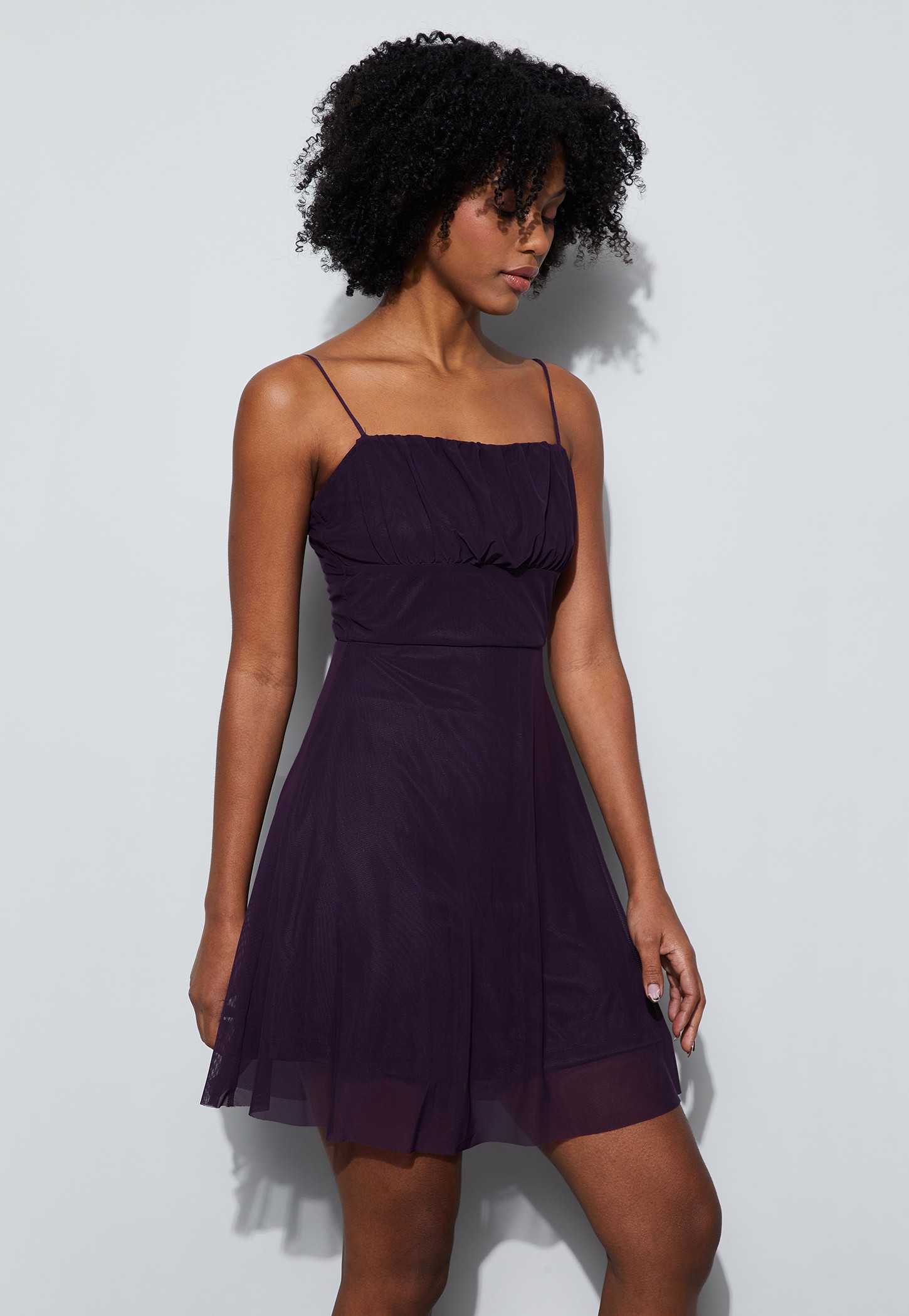GINGER Solid Spaghetti Neck Mini Dress-picture-34
