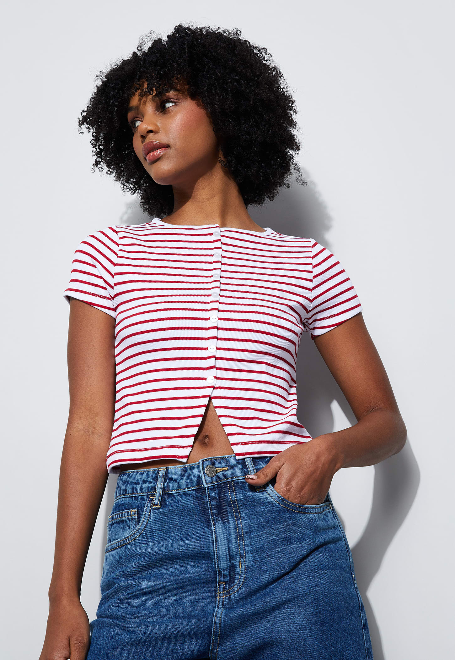 GINGER Striped Knit Top with Notched Hem-picture-15