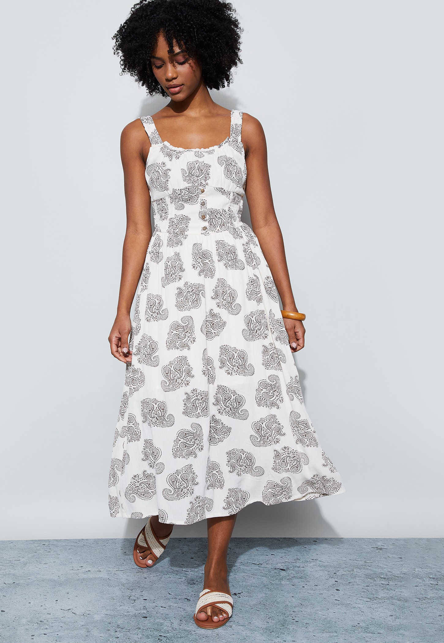 GINGER Paisley Print Buttoned Midi Dress-picture-39