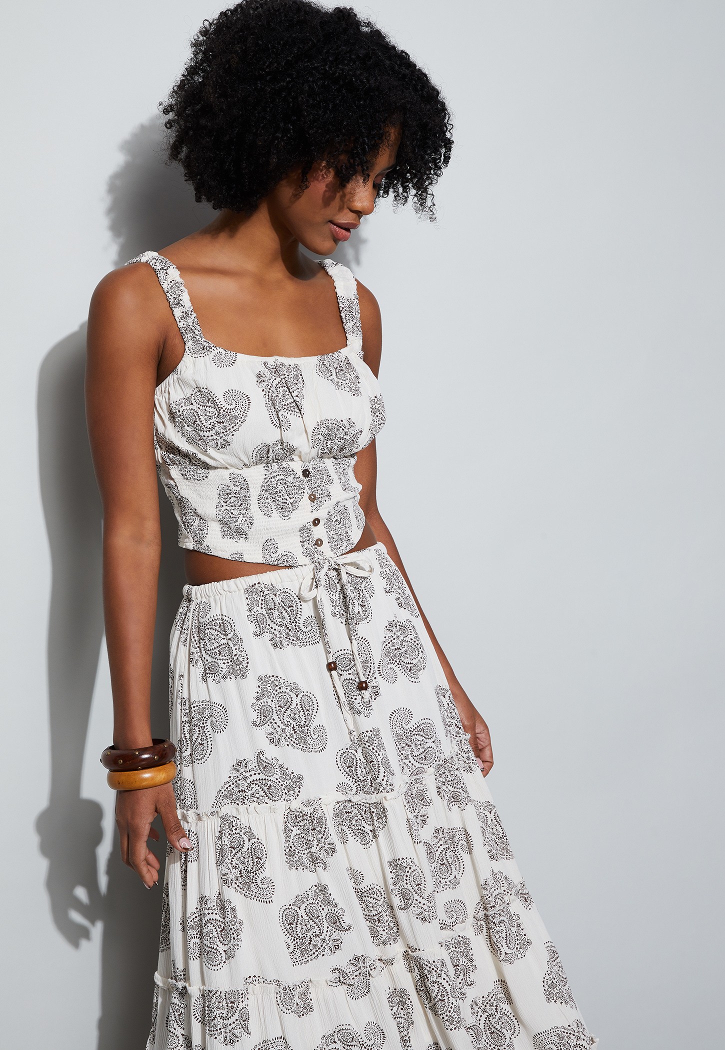 GINGER Printed Fitted Crop Top-image-2