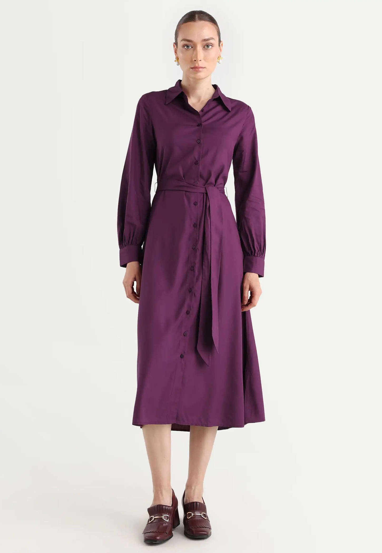 RAREISM Solid Shirt Dress with Waist Tie Up-picture-54