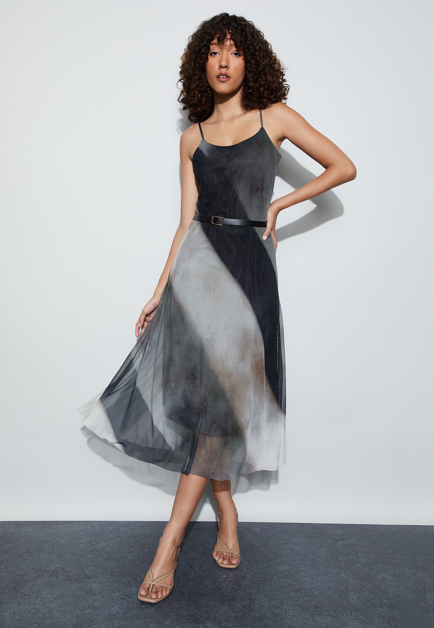 CODE Colourblock A-line Dress with Belt-picture-52