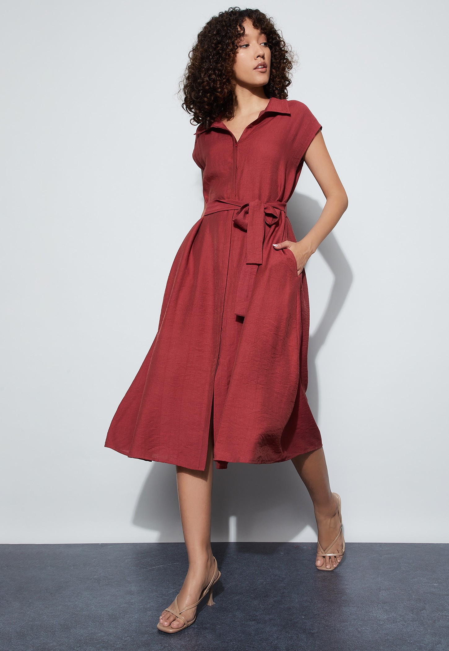 CODE Solid Shirt Dress-picture-45
