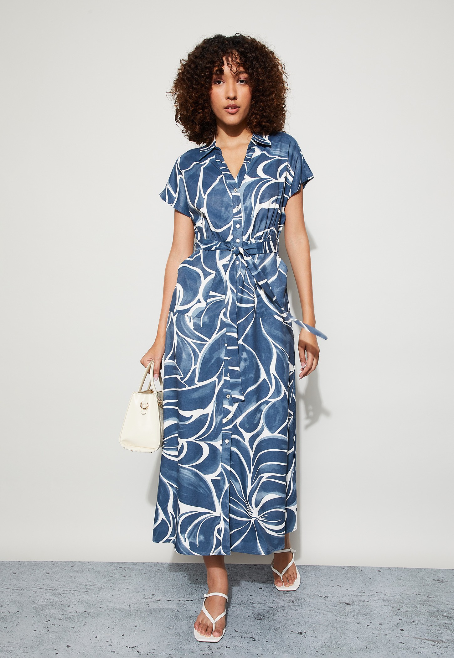CODE Printed A-Line Dress with Belt-picture-47