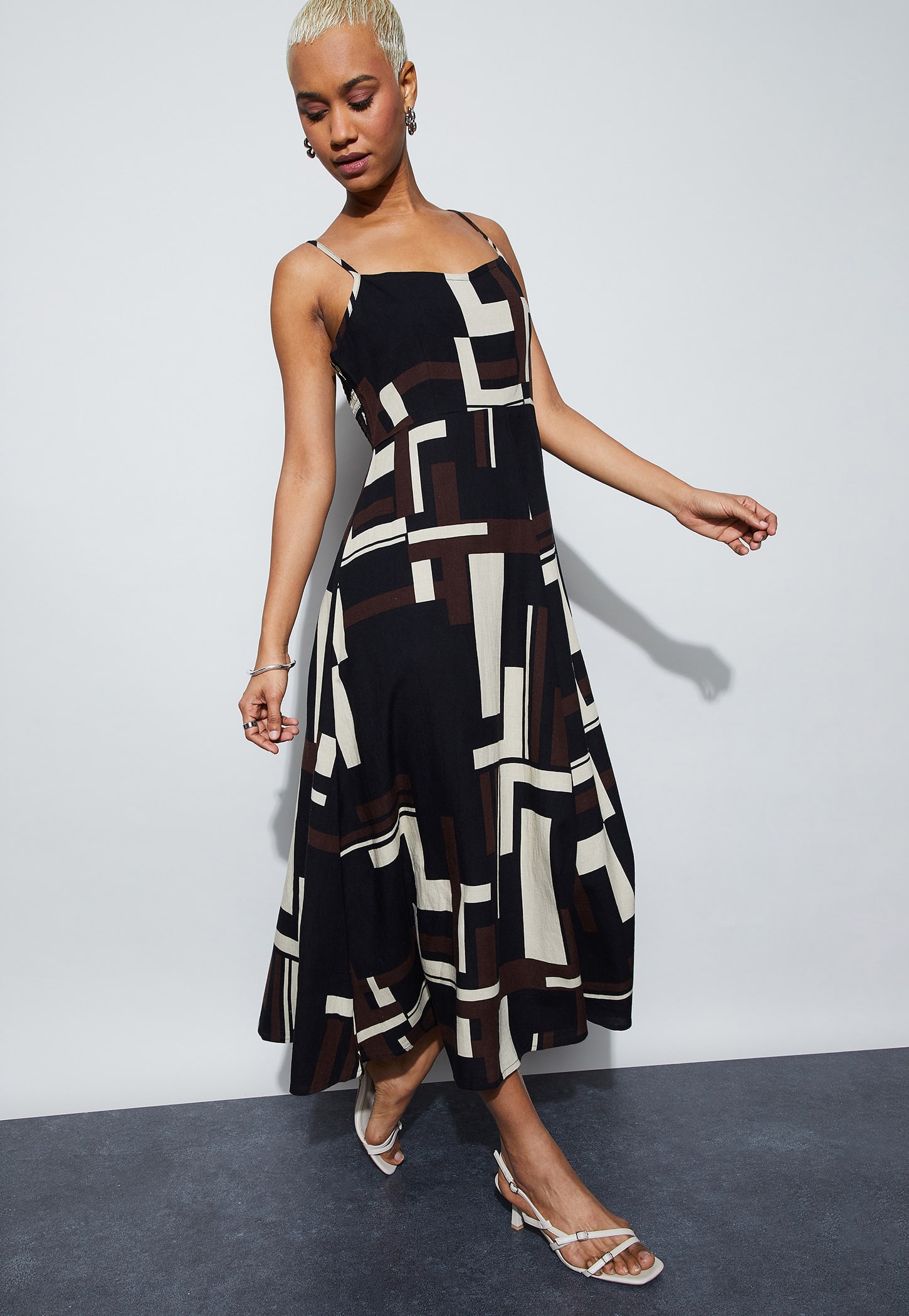 GINGER Abstract Print Midi Dress-picture-49