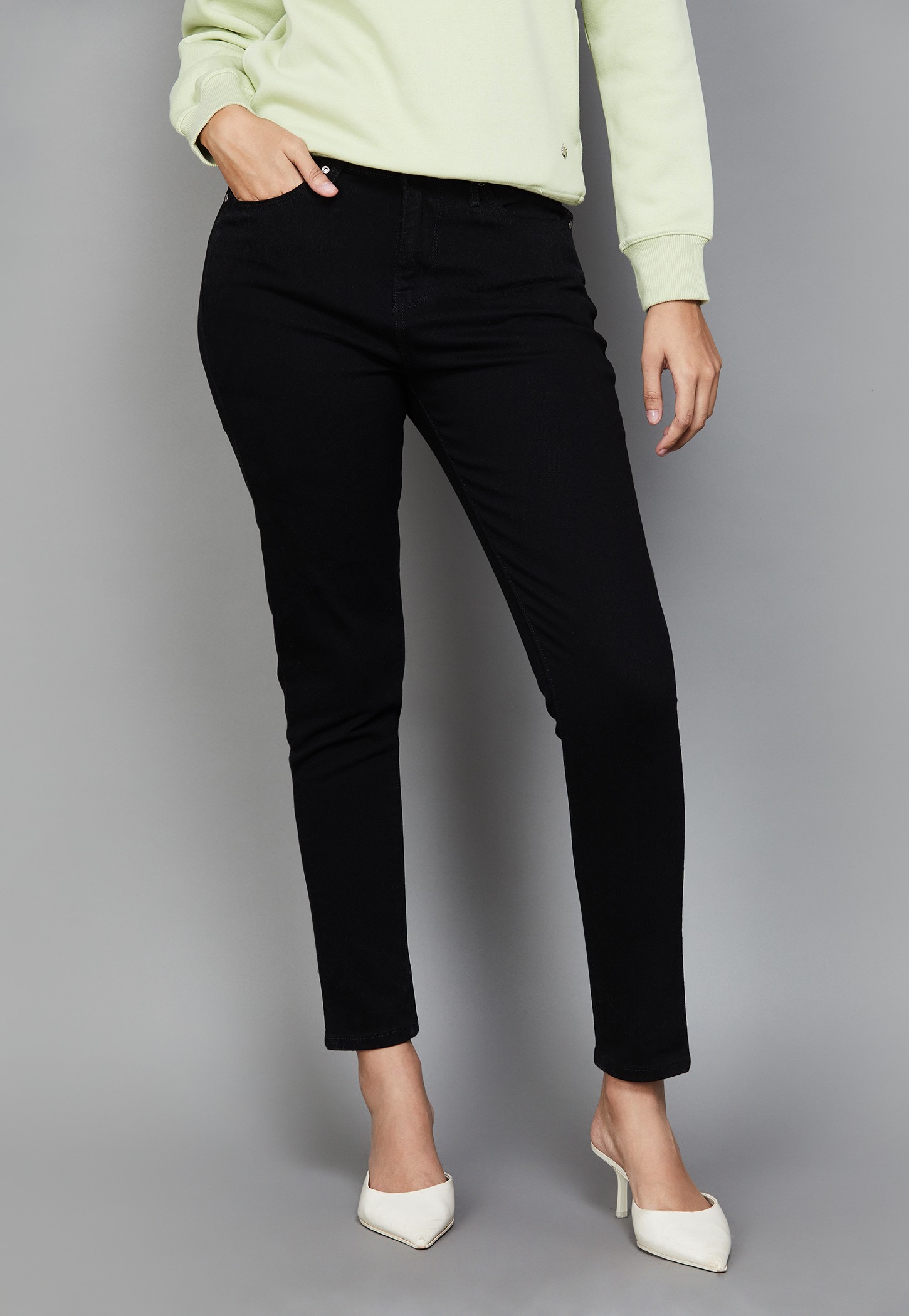 XPOSE Solid Slim Fit High Rise Jeans-image-6