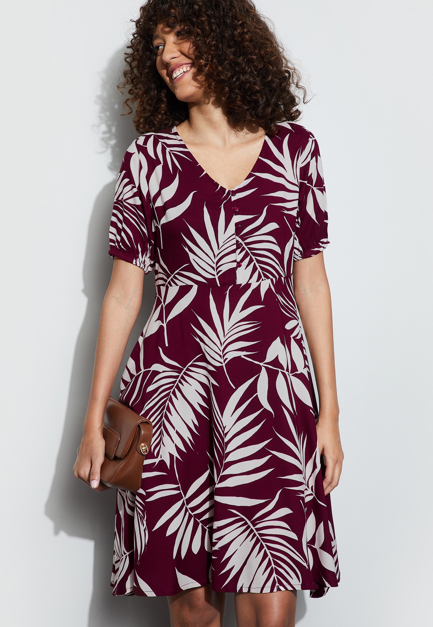 FAME FOREVER Printed A-Line Buttoned Dress-picture-45