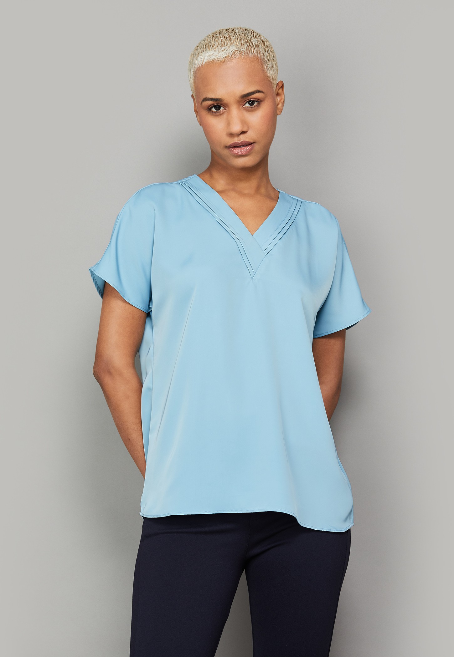 VAN HEUSEN Solid V-Neck Top-picture-23