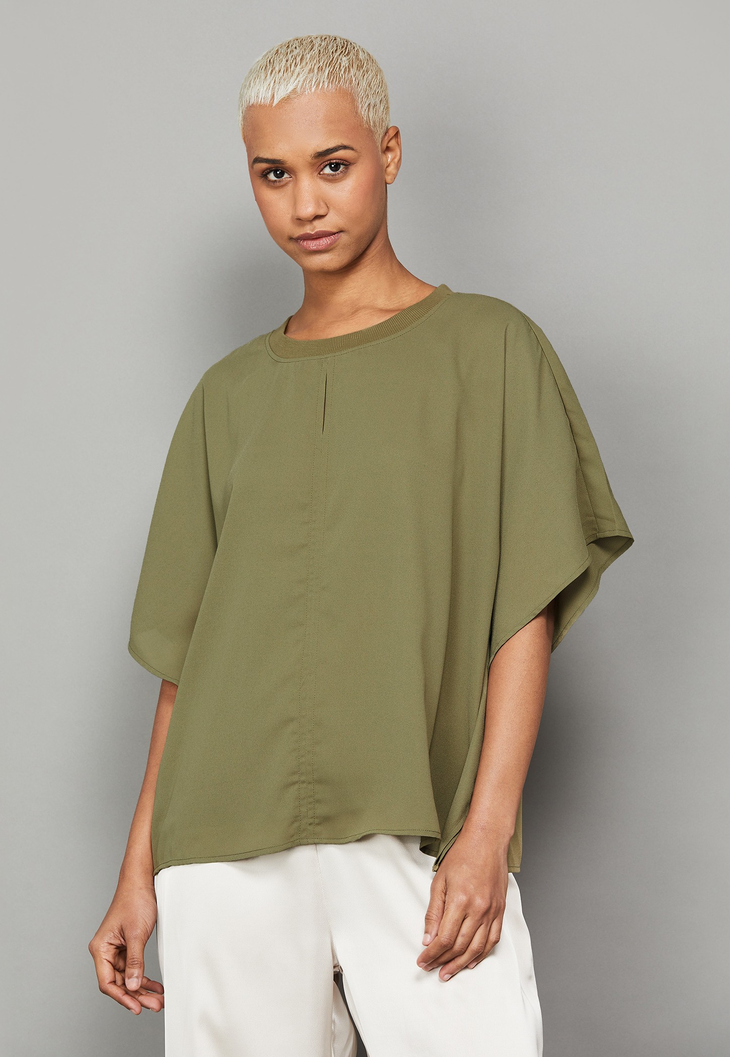 VAN HEUSEN Solid Kimono Sleeves Top-picture-41