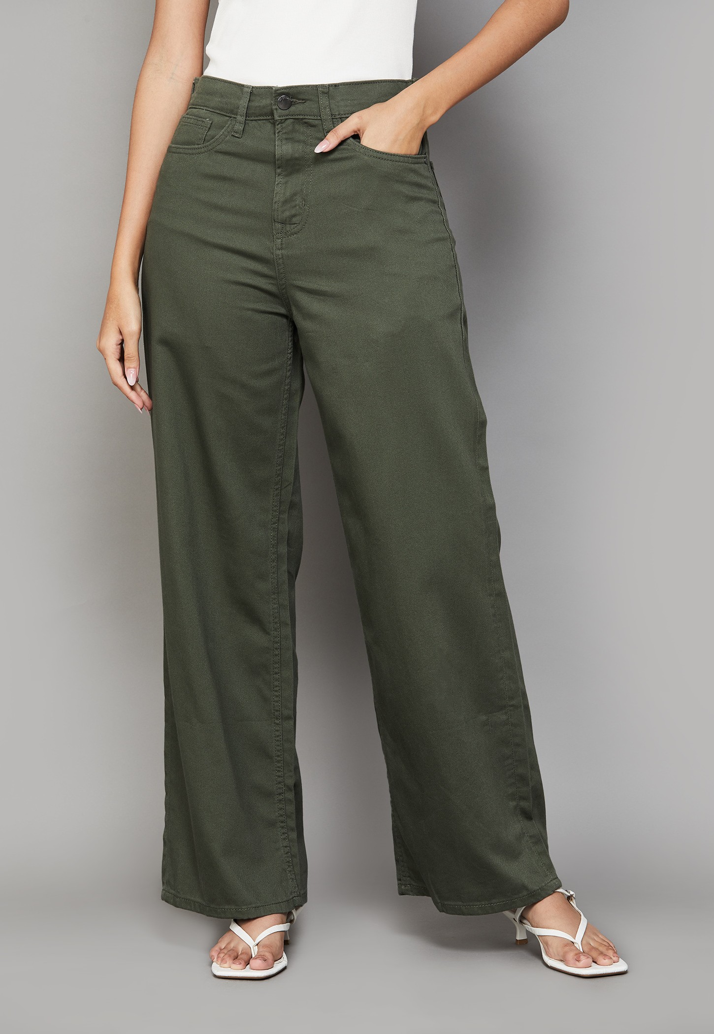GO COLORS Solid Wide Leg Jeans-picture-21
