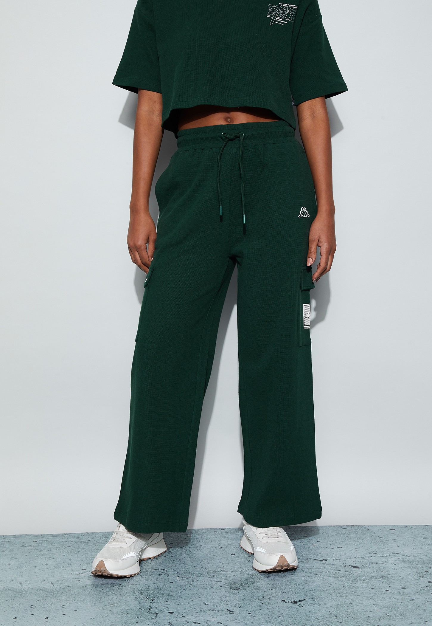 KAPPA Solid Trackpants with Cargo Pockets-image-1