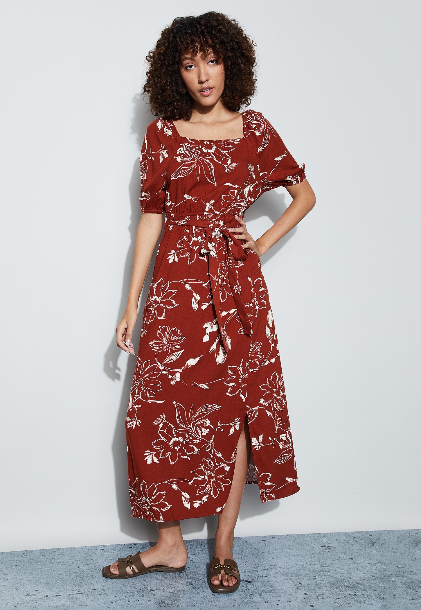 FAME FOREVER Floral Print Fit & Flare Dress with Belt-picture-39