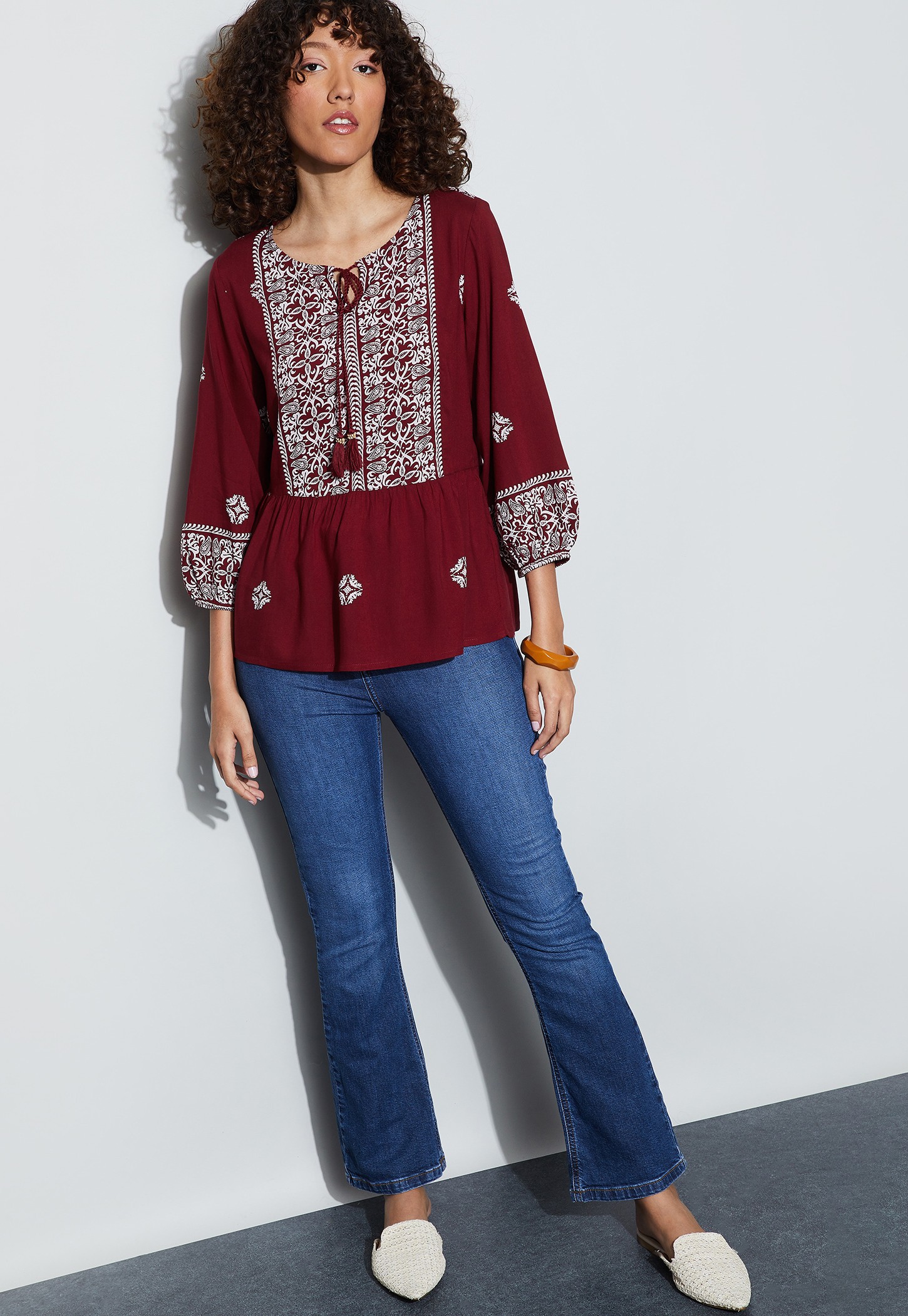 FAME FOREVER Printed Peplum Top-picture-35