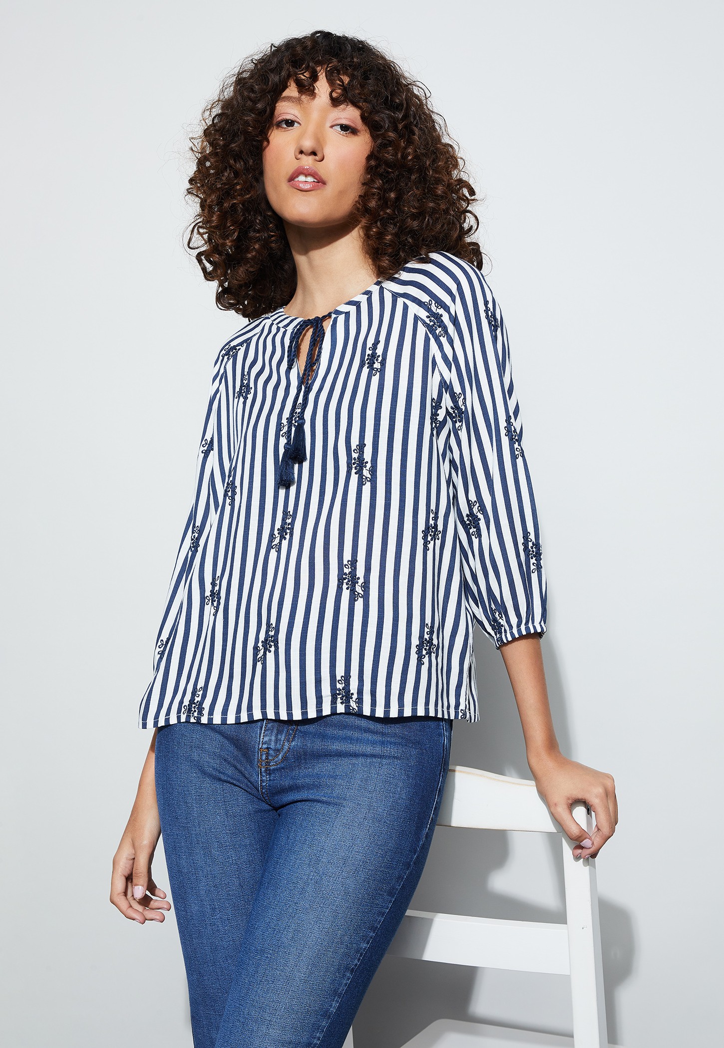 FAME FOREVER Striped Embroidered Detailed Top-picture-12