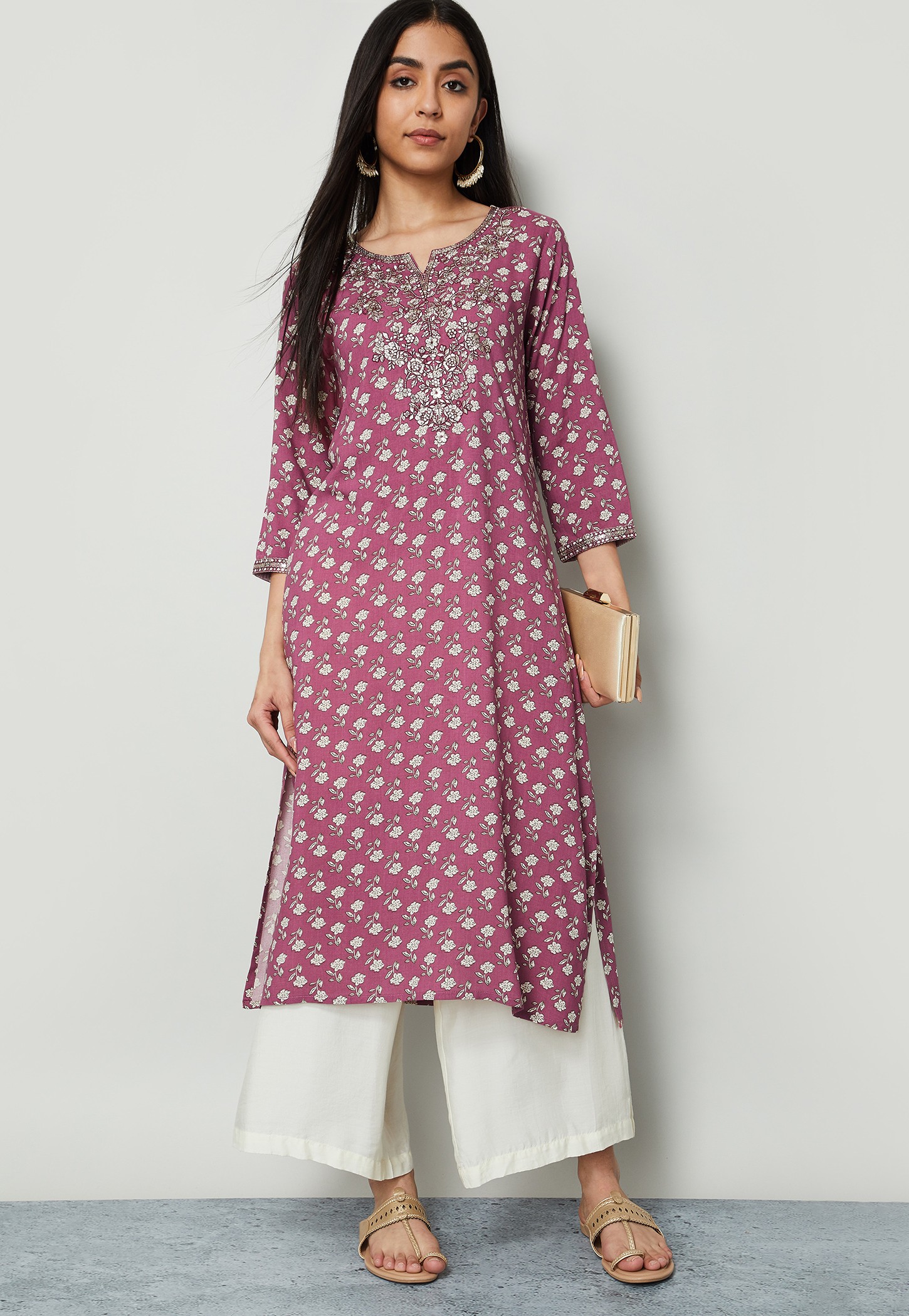 MELANGE Floral Print Straight Kurta-picture-13