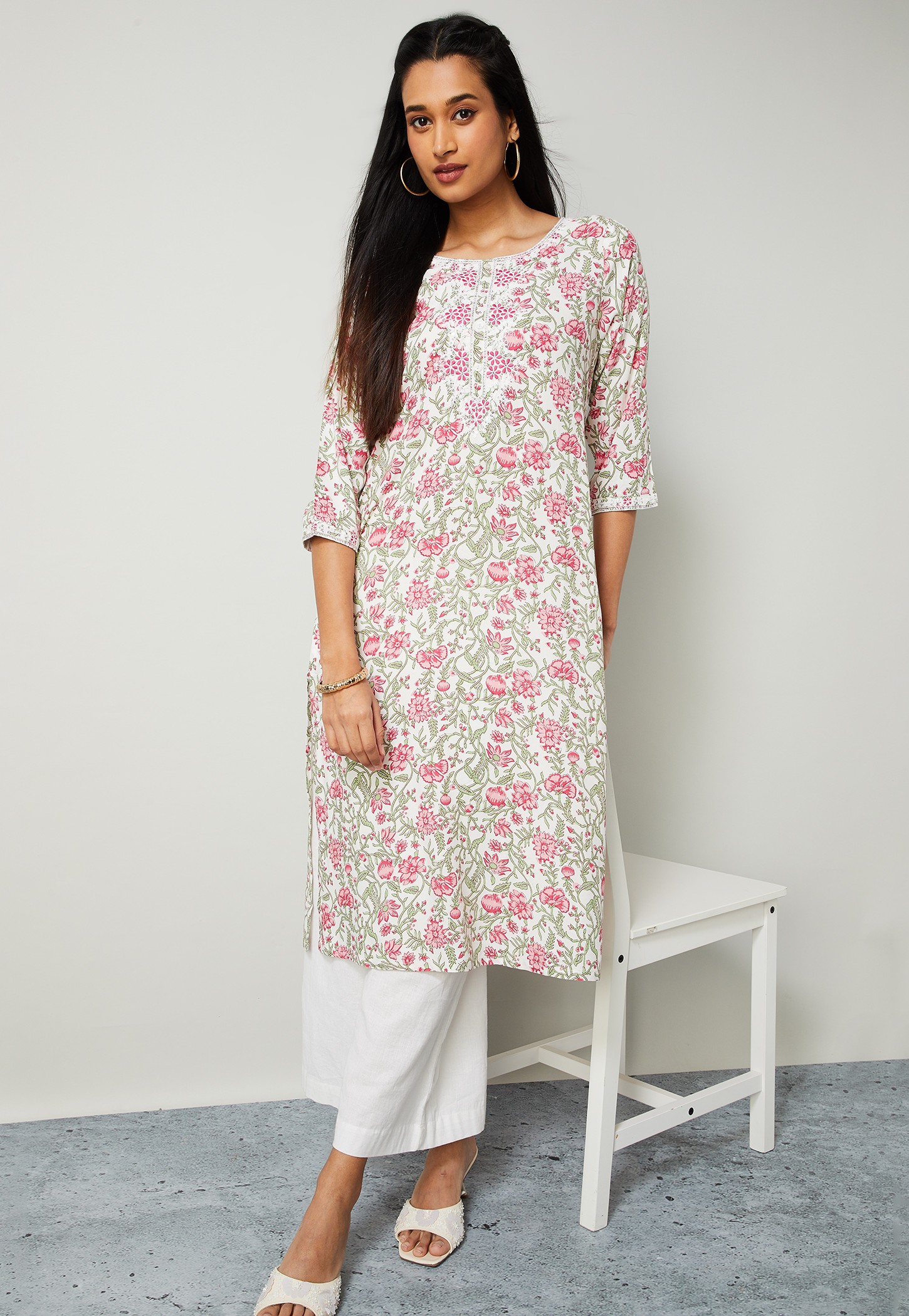 MELANGE Floral Print Straight Kurta-picture-17
