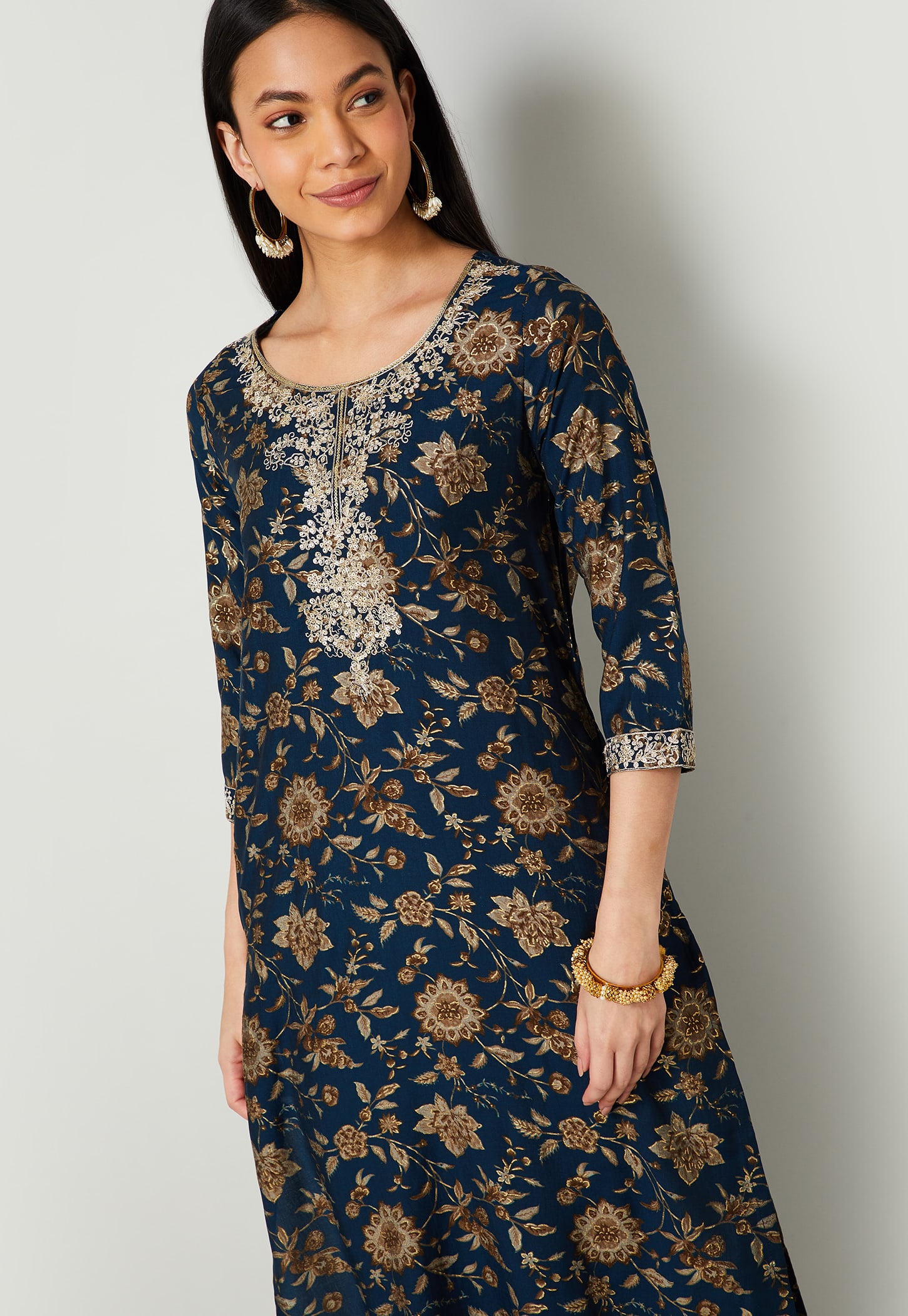 MELANGE Floral Print Straight Kurta-picture-33