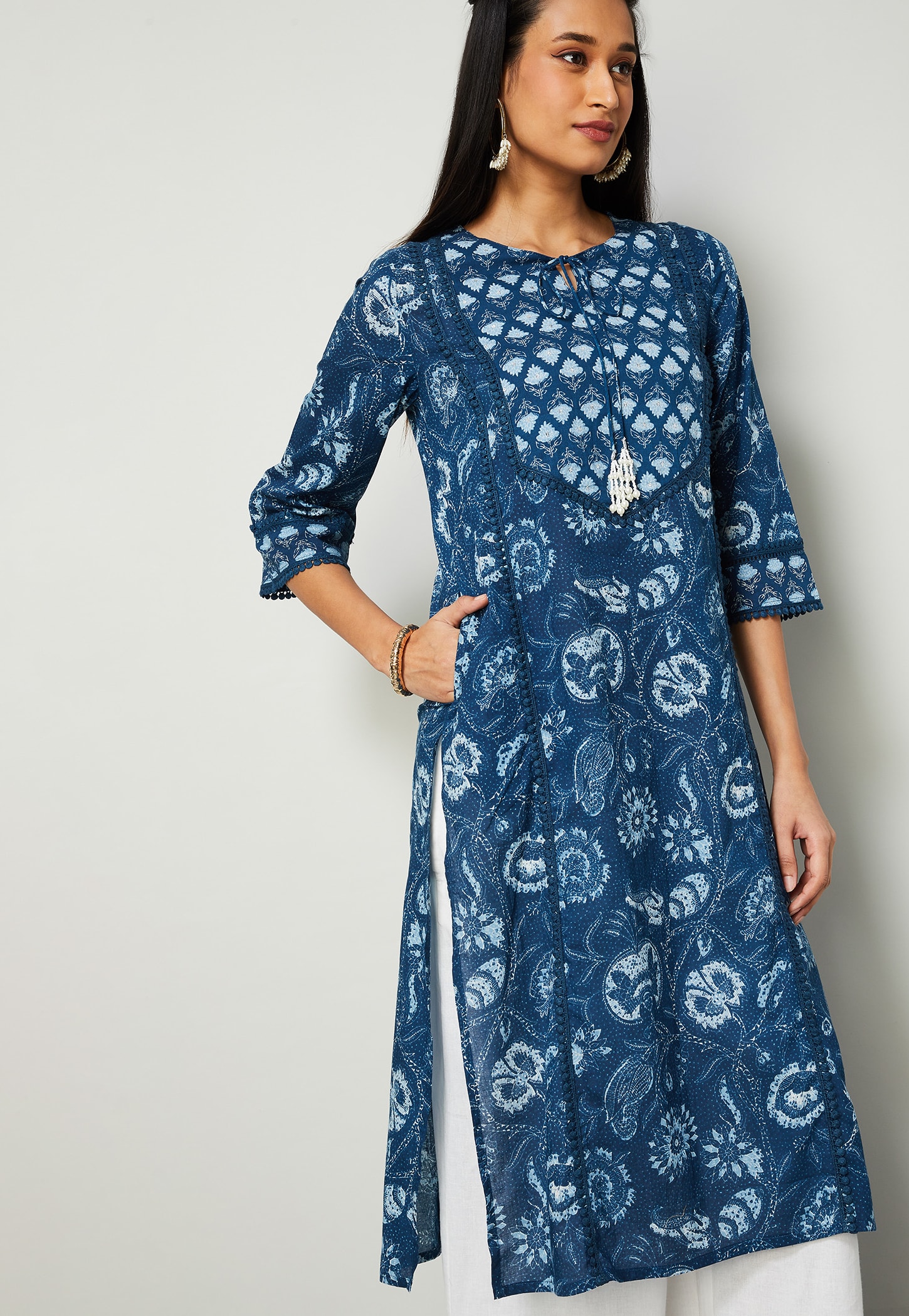 MELANGE Floral Print Straight Kurta-picture-16