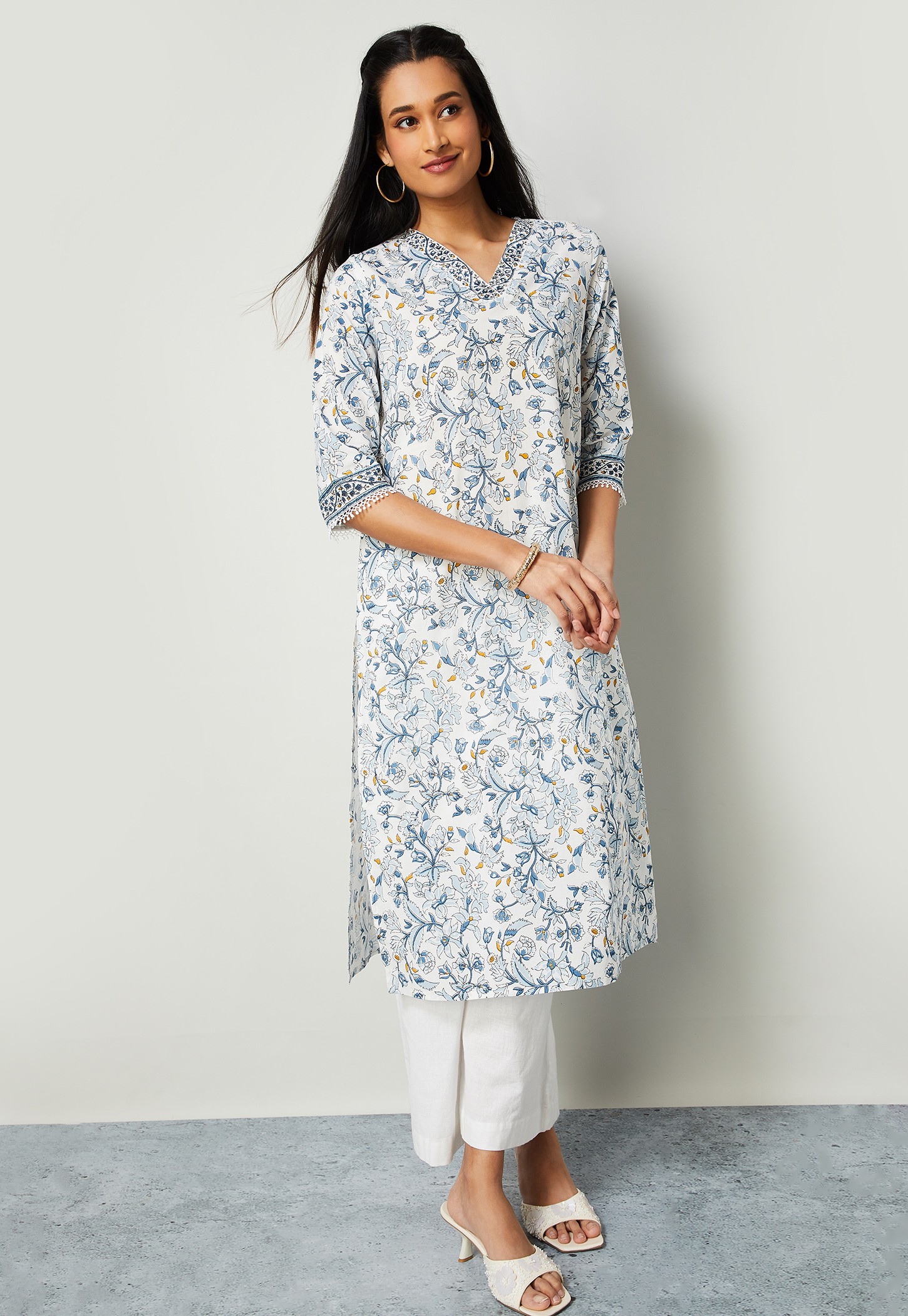 MELANGE Floral Print Straight Kurta-picture-41