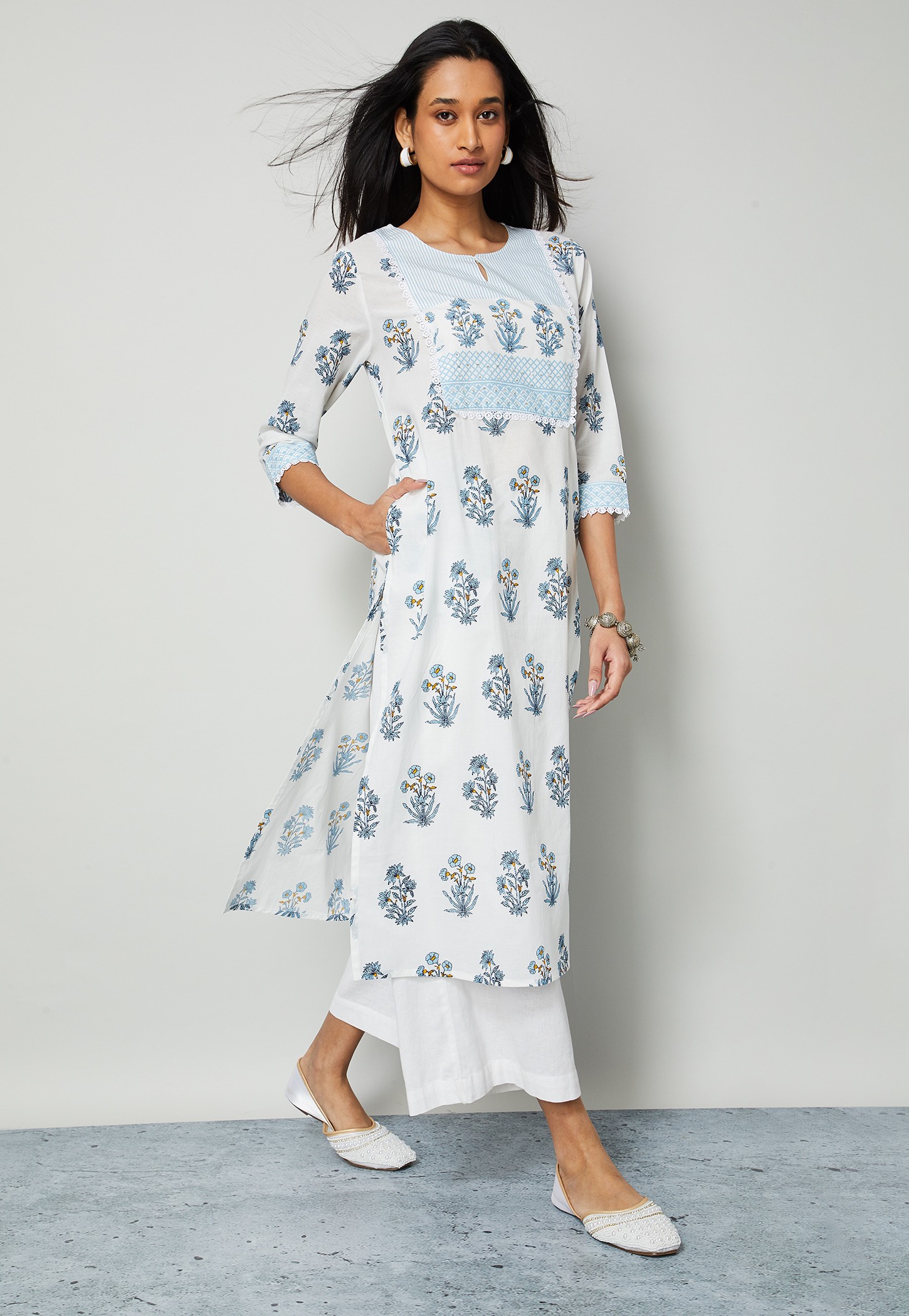 MELANGE Floral Print Straight Kurta-picture-16