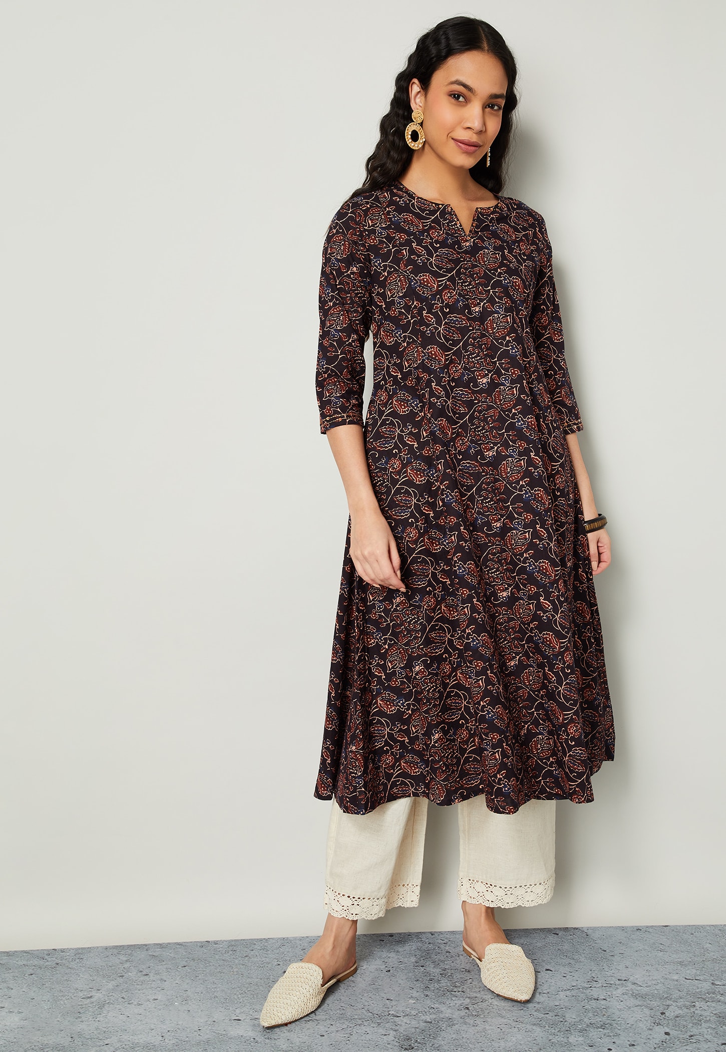 MELANGE Floral Print A-Line Kurta-picture-51