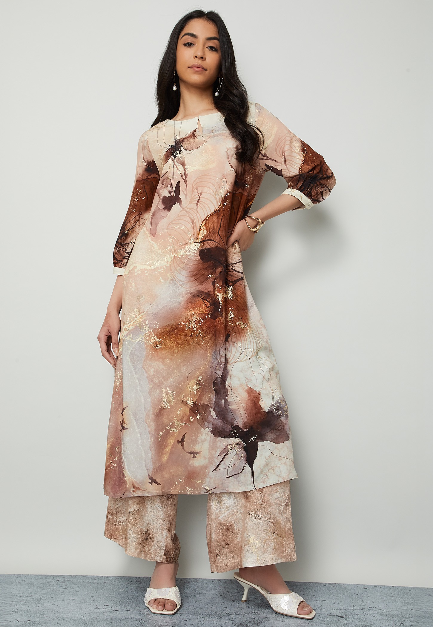 MELANGE Floral Print Straight Kurta Set-picture-24